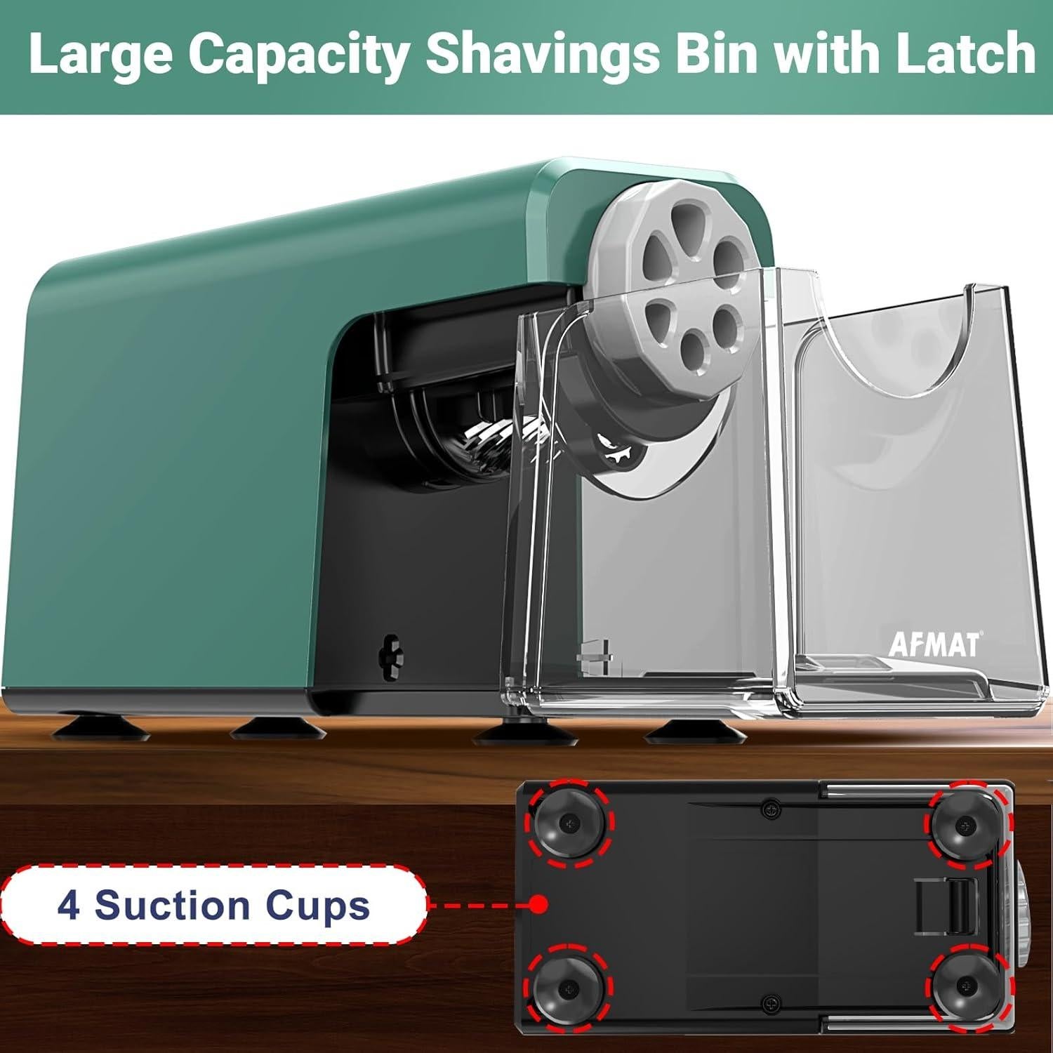 Sacapuntas Eléctrico AFMAT PSD1 Verde 6 Agujeros Recargable