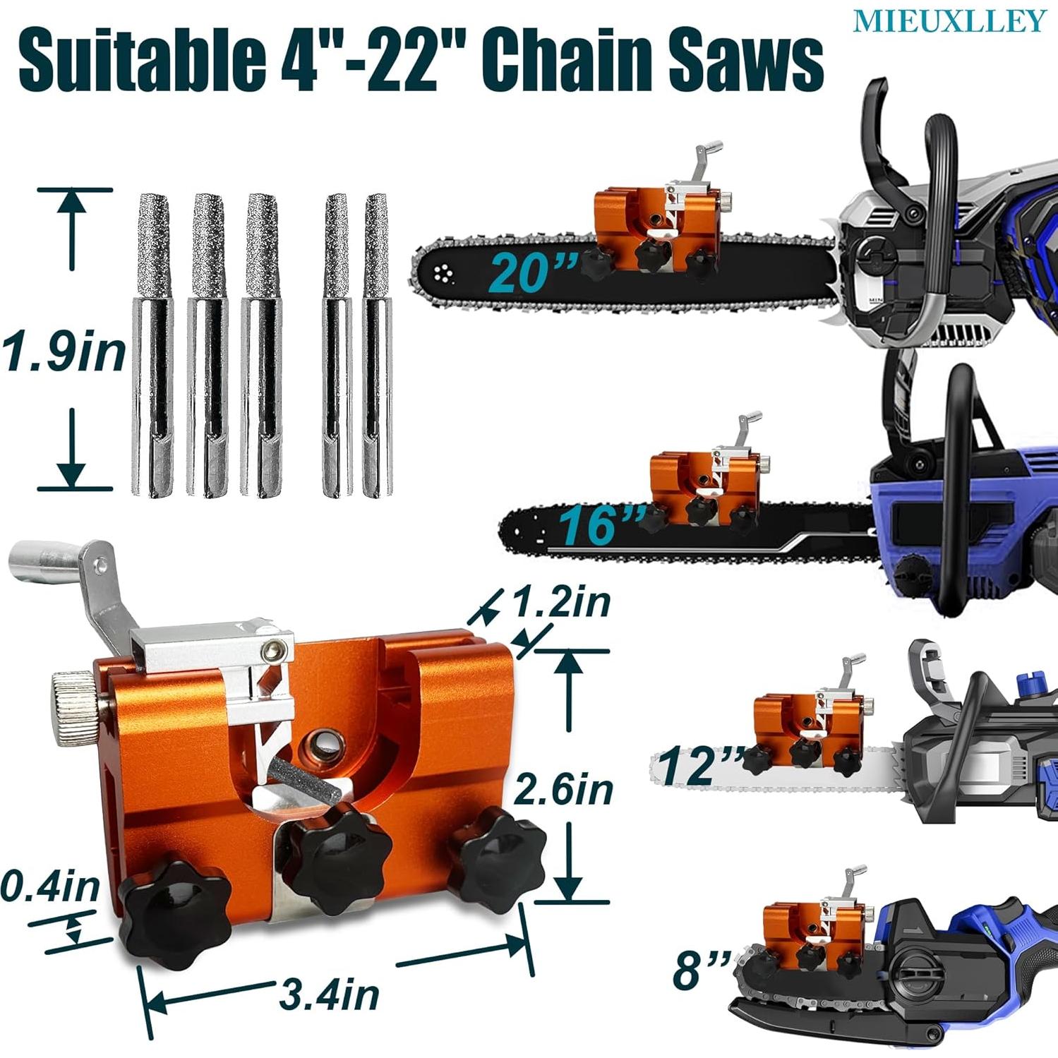 Afilador de Motosierra MIEUXLLEY 5 Piezas Carburo Tungsteno