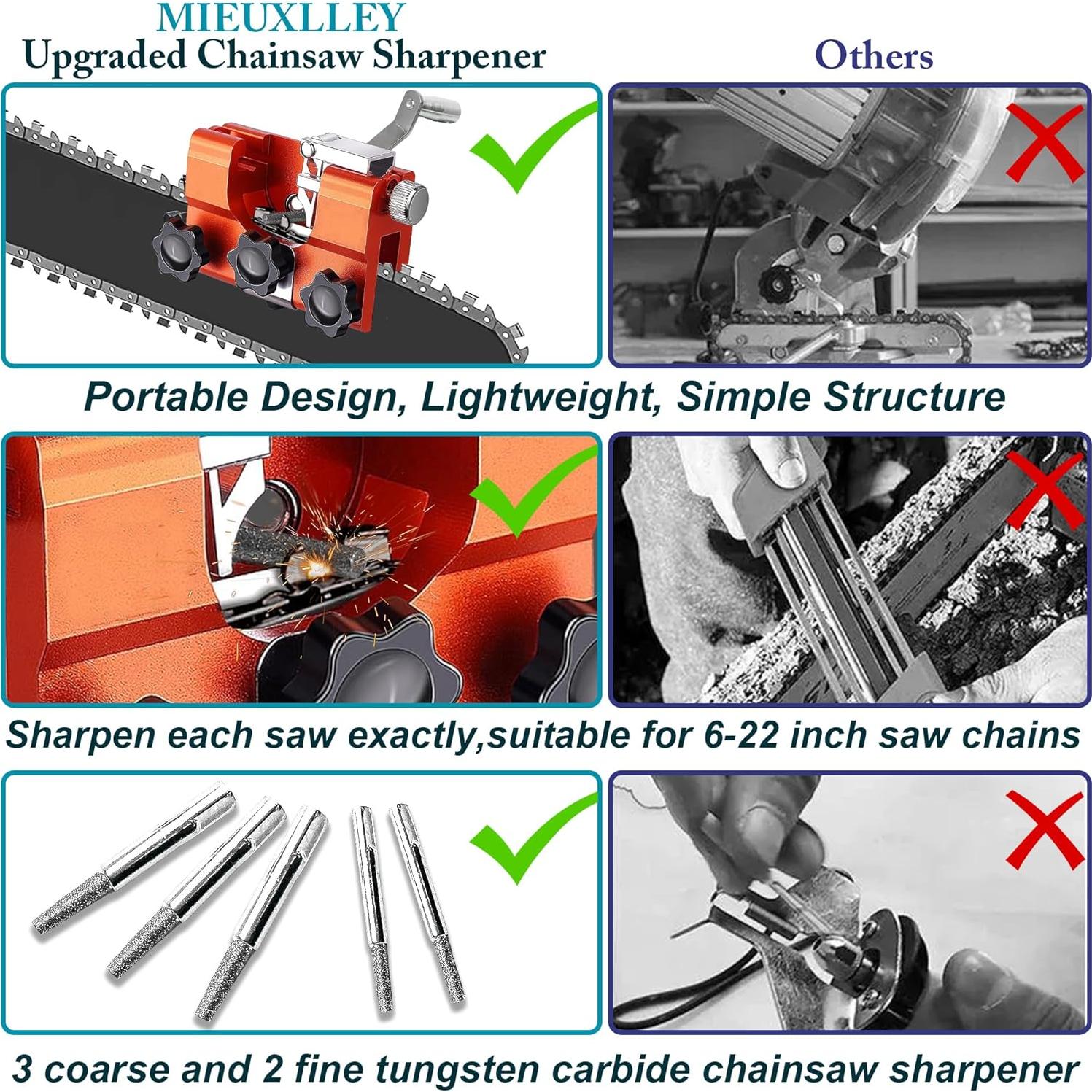 Afilador de Motosierra MIEUXLLEY 5 Piezas Carburo Tungsteno