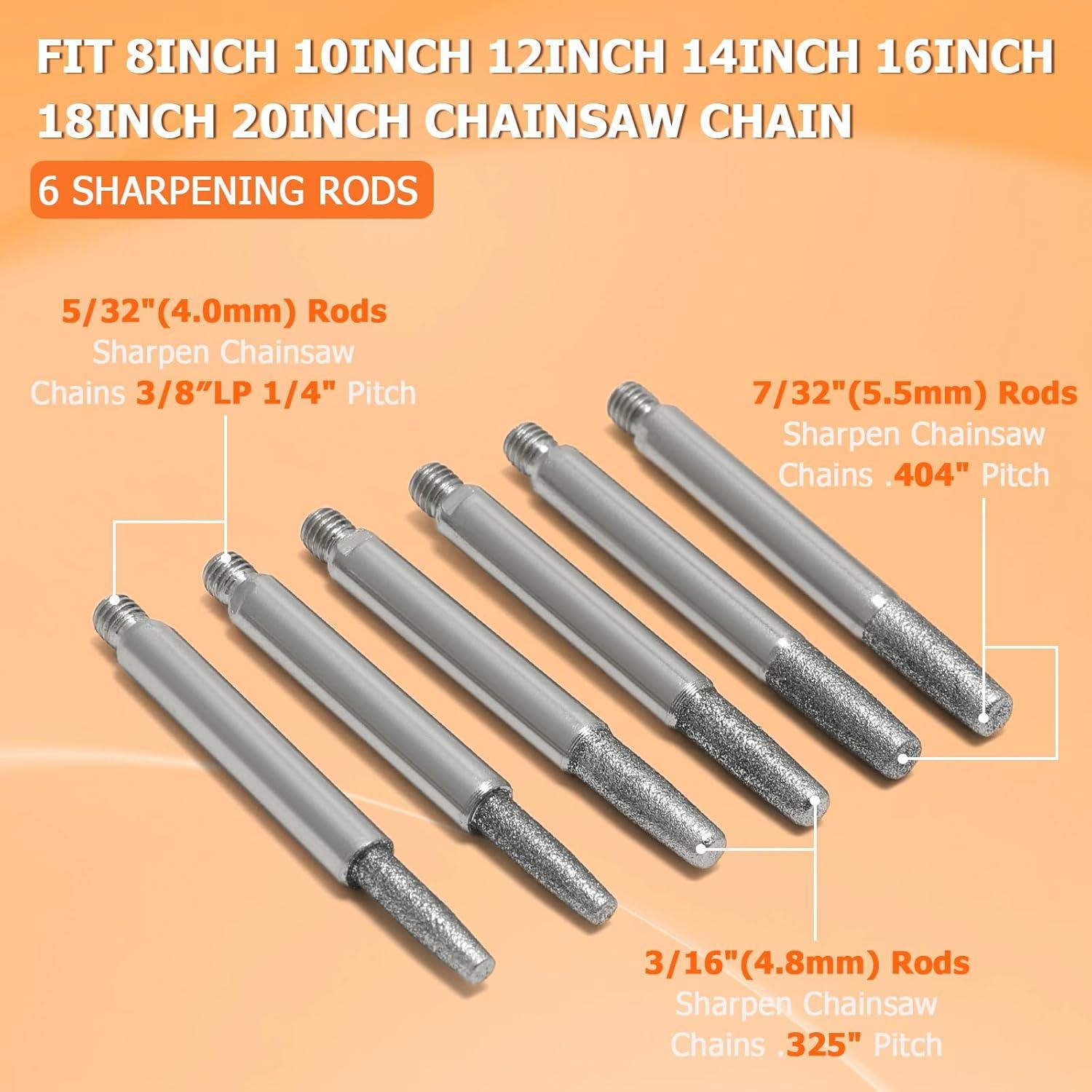 Kit de Afilador de Motosierra LSMYOTA con 6 Varillas 4-22"