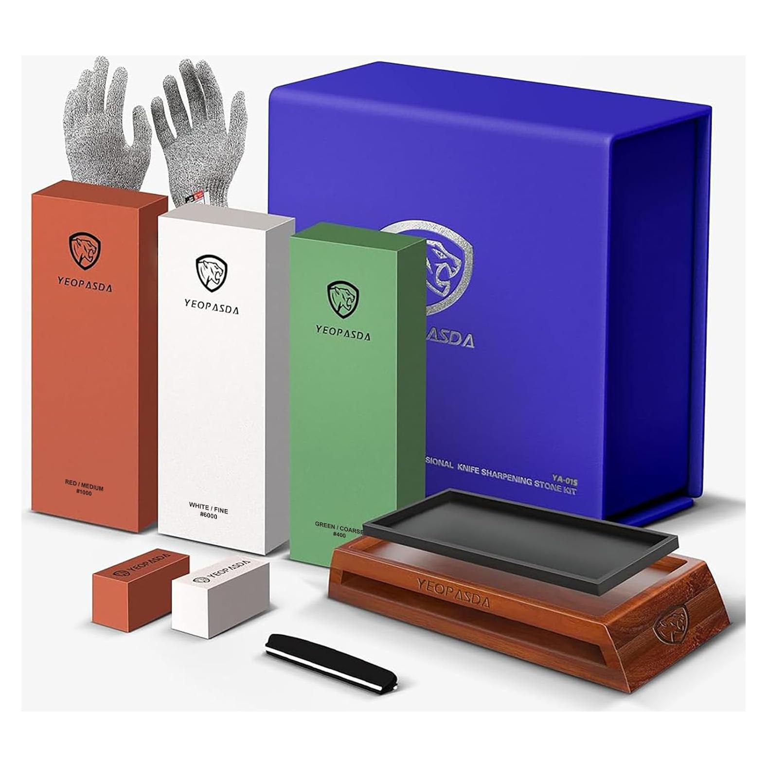 Kit de Piedra de Afilar YeopAsda 3 Lados Grano 400/1000/6000
