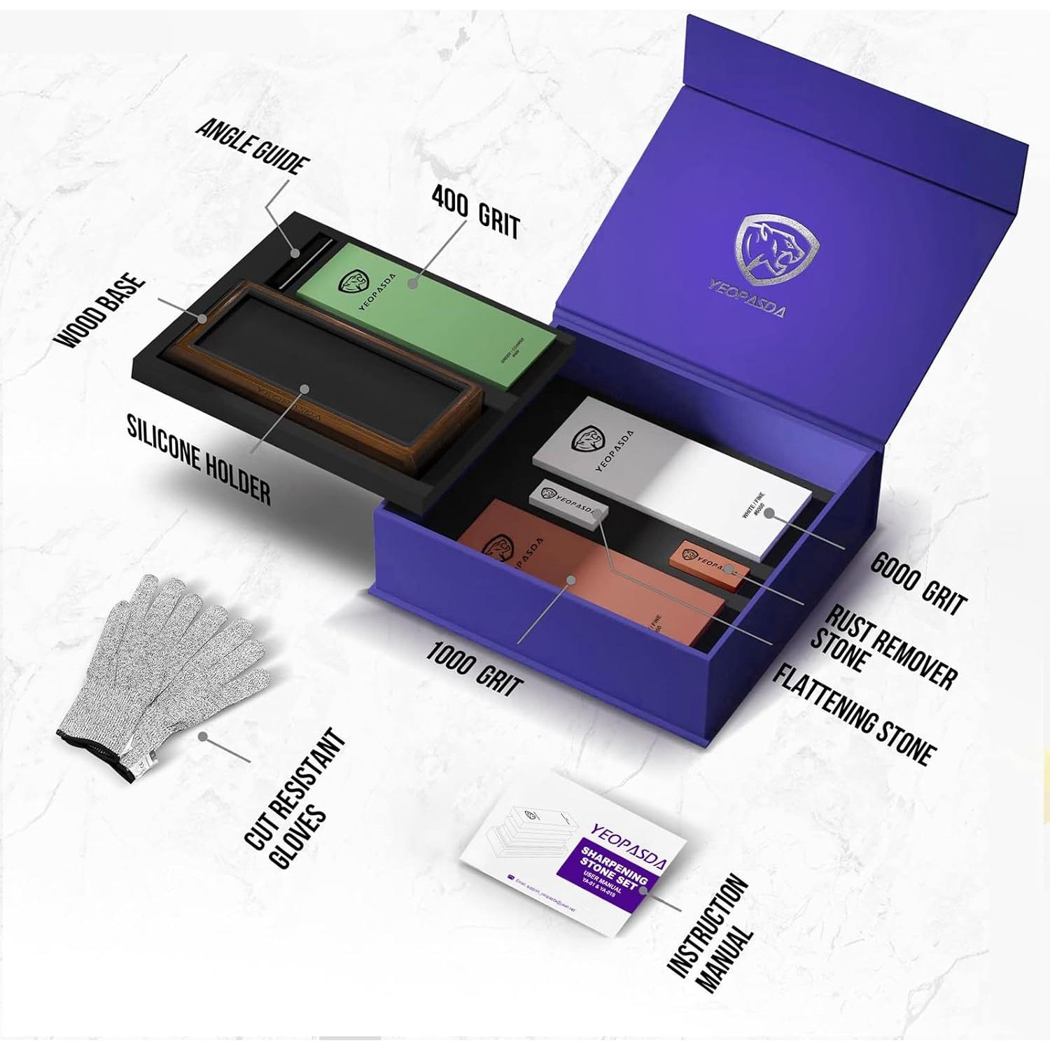 Kit de Piedra de Afilar YeopAsda 3 Lados Grano 400/1000/6000