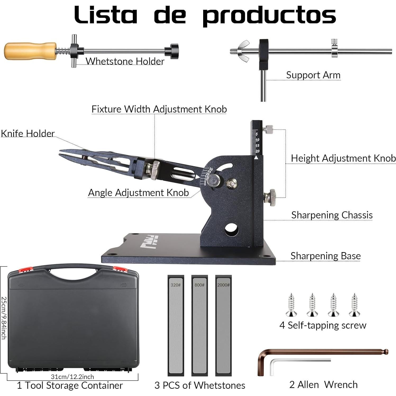 Kit de Afilado de Cuchillos PMMJ con Piedras de Diamante 320-2000