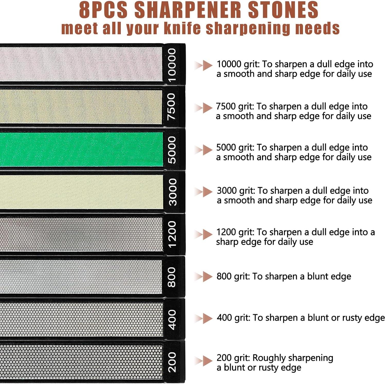 Conjunto de Piedras de Afilar de Diamante MOVIRON 8 Pcs 200-10000 Grano