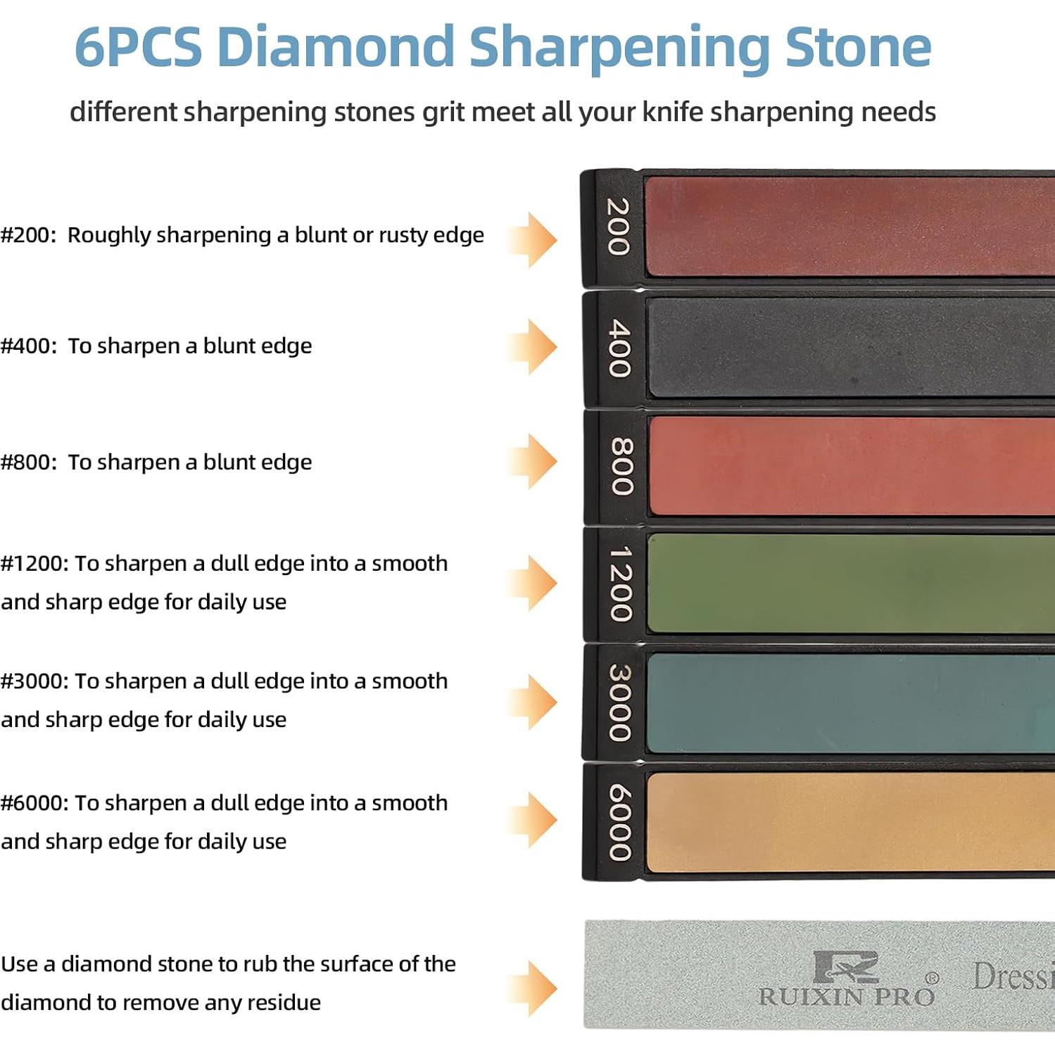 6 Piedras de Afilar de Diamante RUIXIN PRO Granos 200-6000