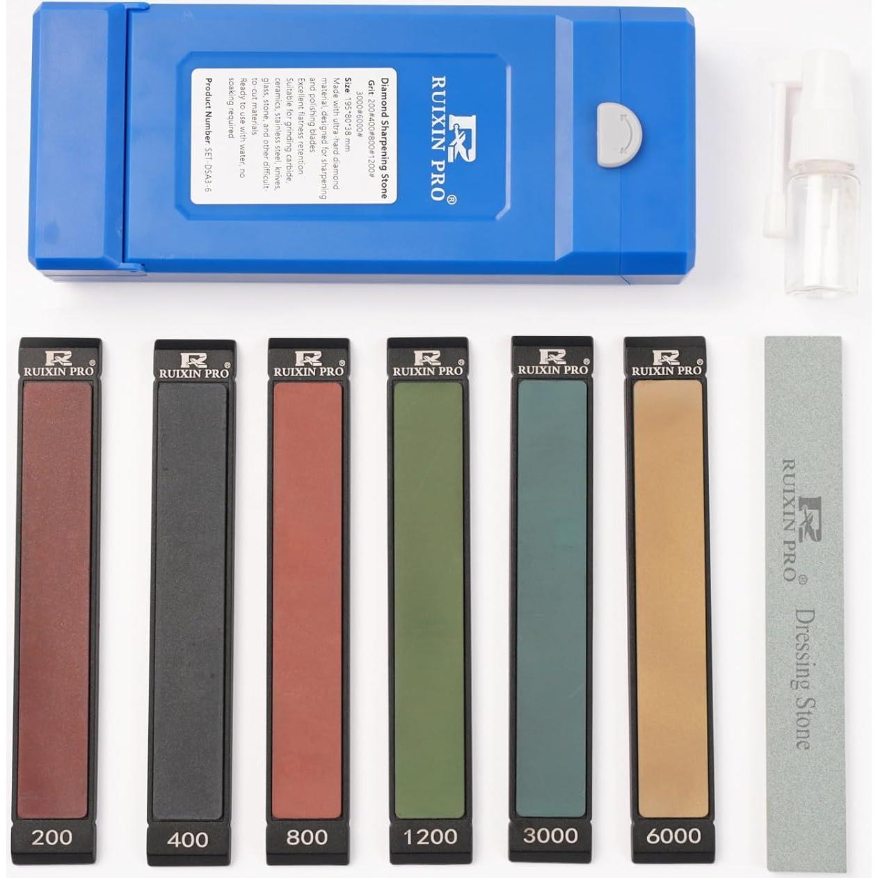 6 Piedras de Afilar de Diamante RUIXIN PRO Granos 200-6000