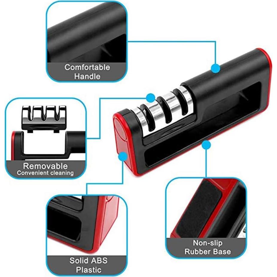 Afilador de cuchillos manual Grill-A-Brush 3 etapas cerámica y tungsteno