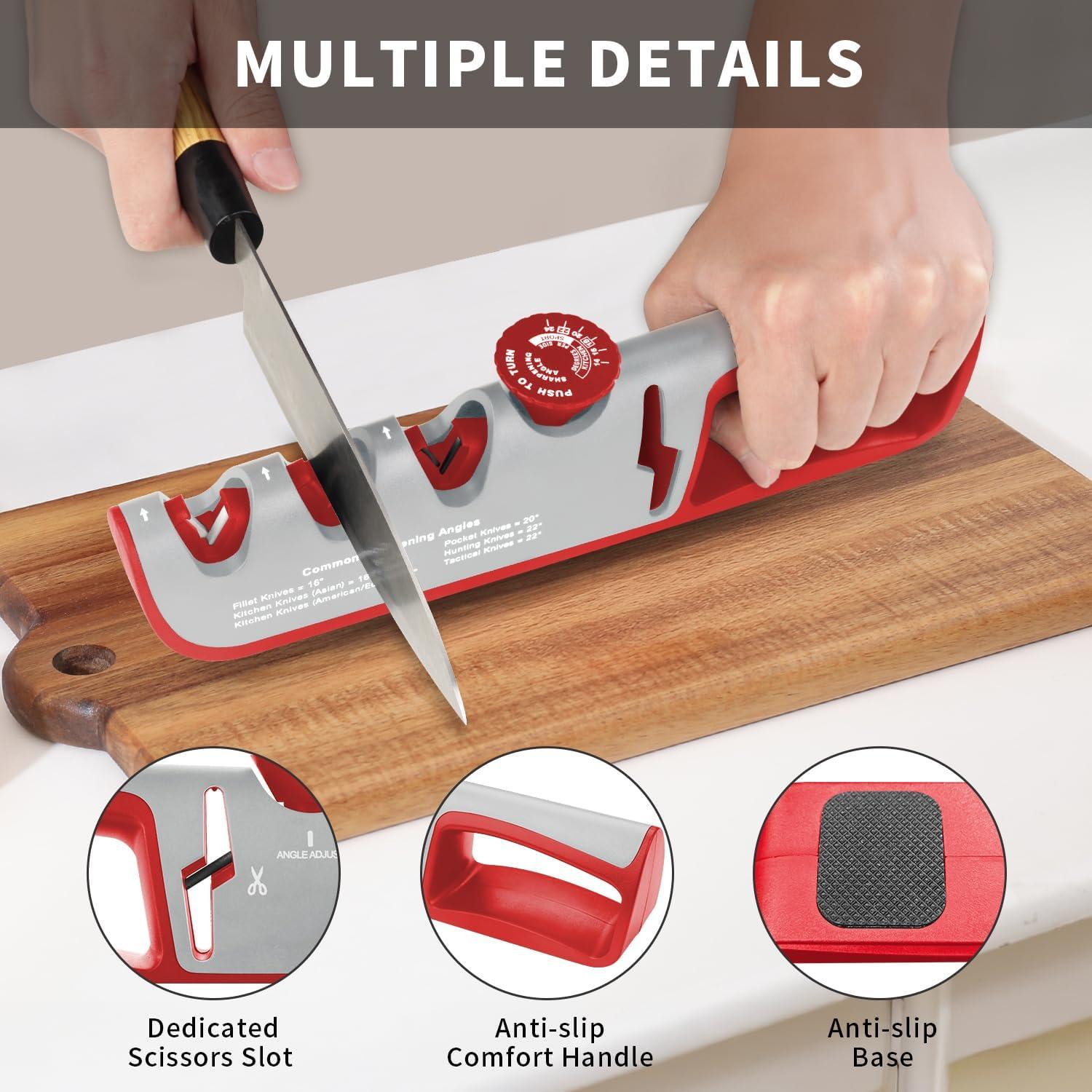 Afilador de cuchillos ShanSon 4 en 1 con guía ajustable gris