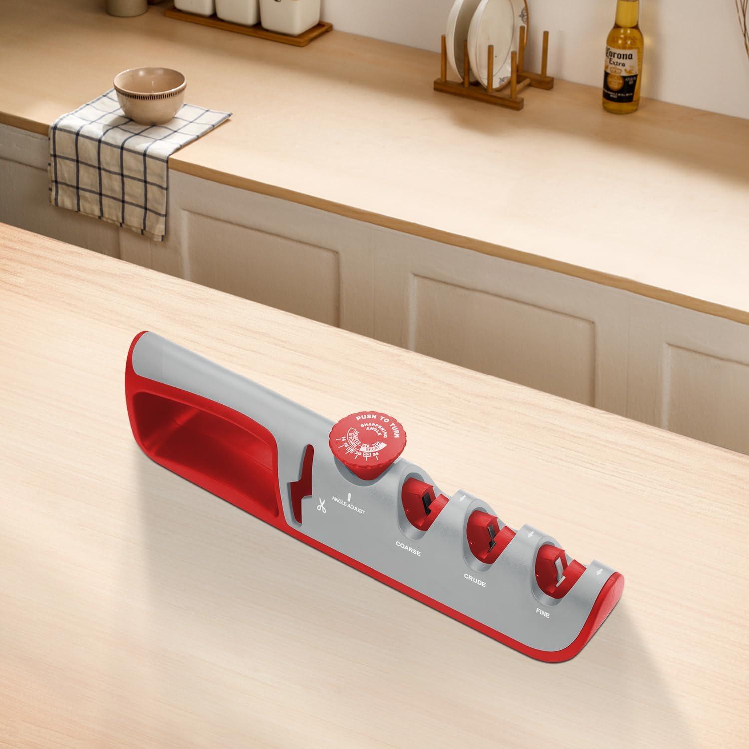 Afilador de cuchillos ShanSon 4 en 1 con guía ajustable gris