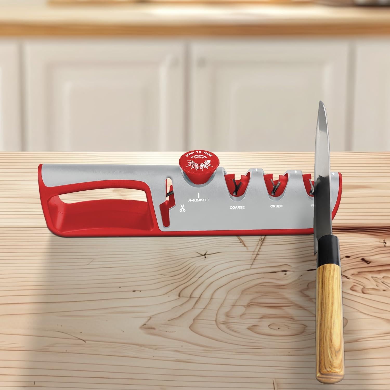 Afilador de cuchillos ShanSon 4 en 1 con guía ajustable gris