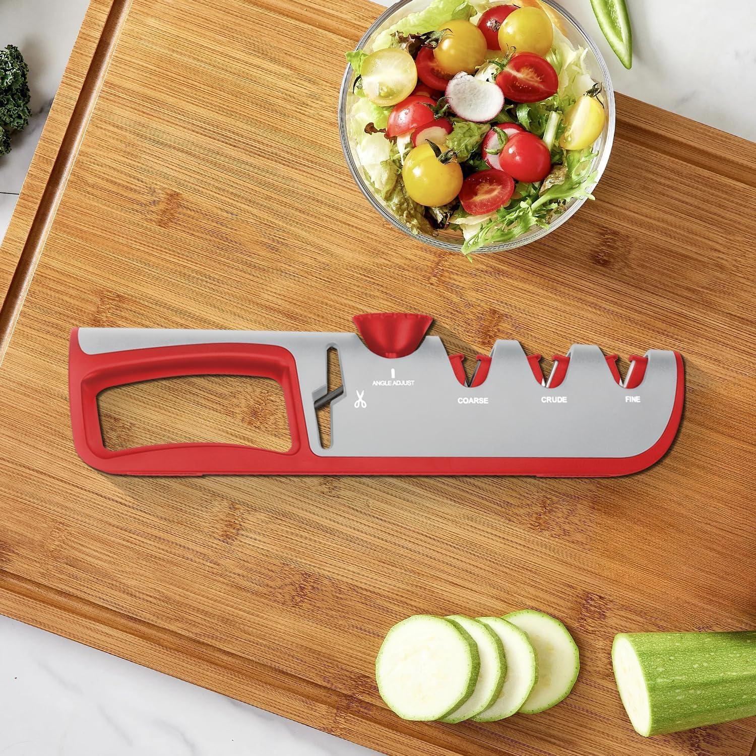 Afilador de cuchillos ShanSon 4 en 1 con guía ajustable gris