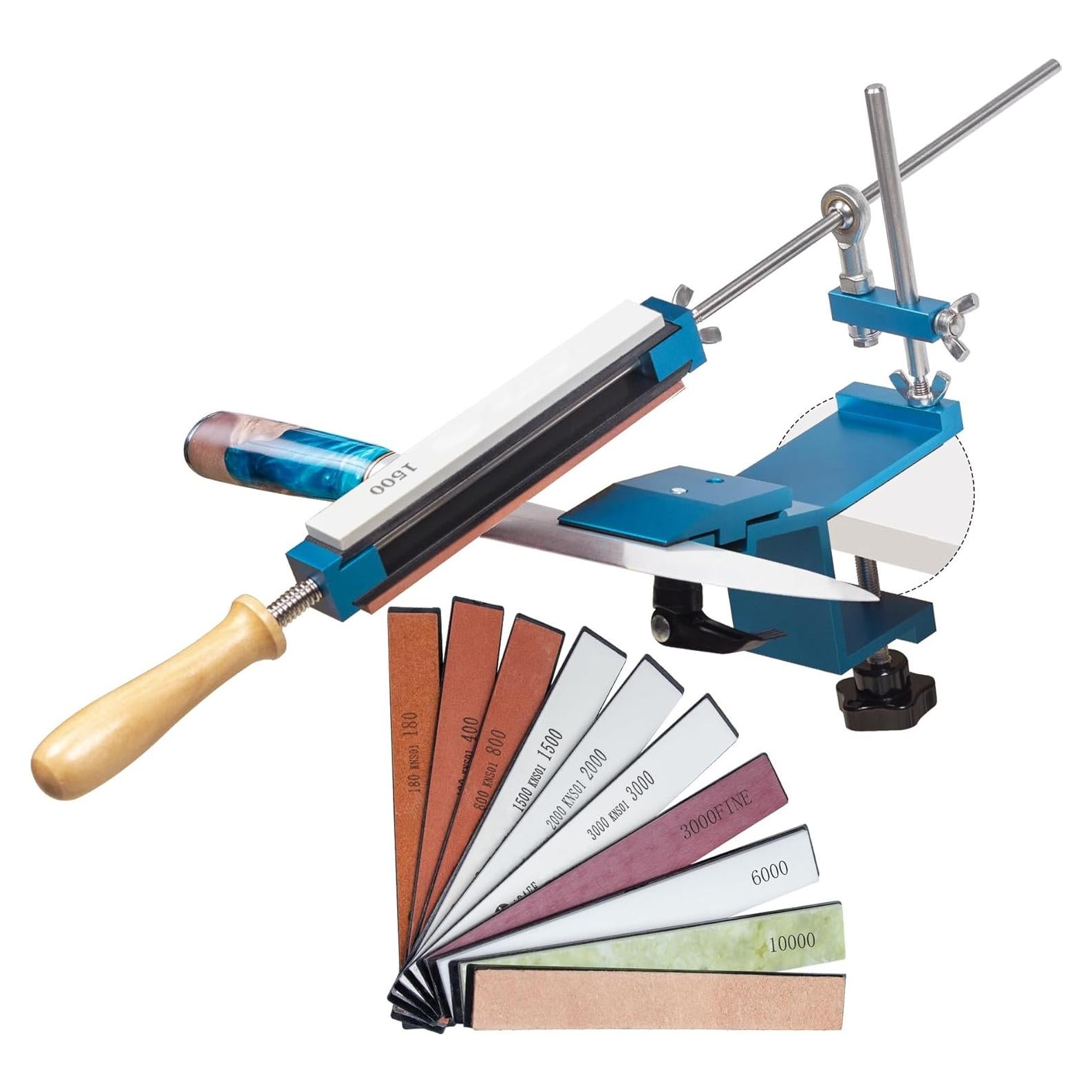 Kit de Afilado de Cuchillos CWOVRS con 9 Piedras y Cuero