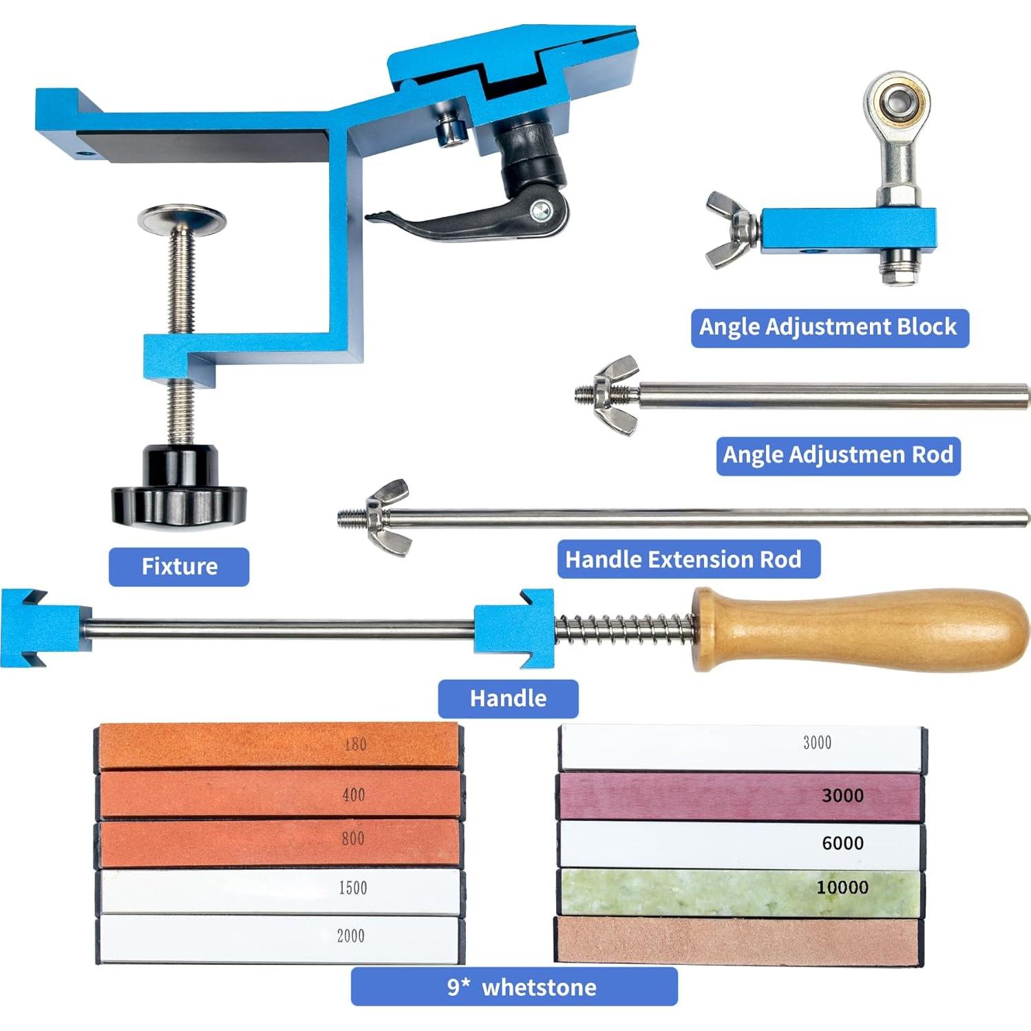 Kit de Afilado de Cuchillos CWOVRS con 9 Piedras y Cuero