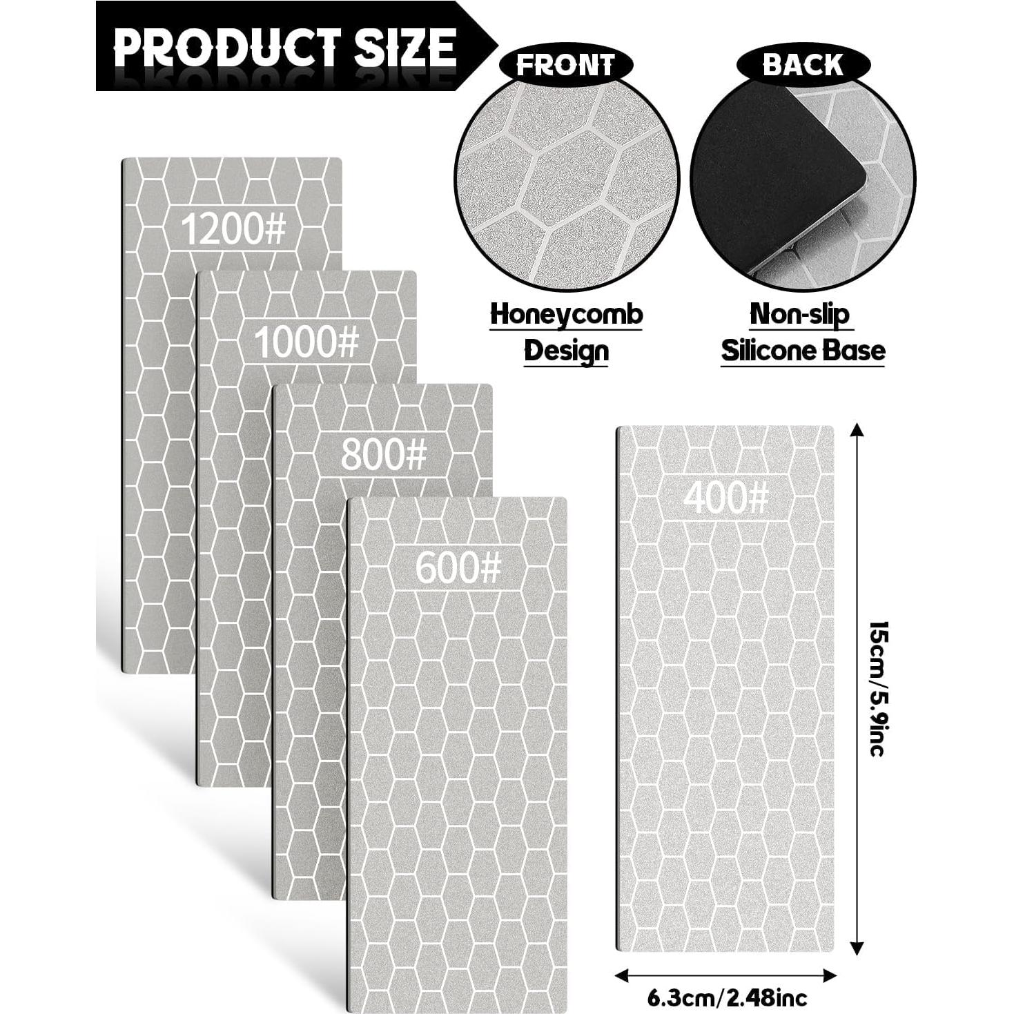 Kit de 5 Piedras de Afilar de Diamante Kalolary 400-1200 Grano