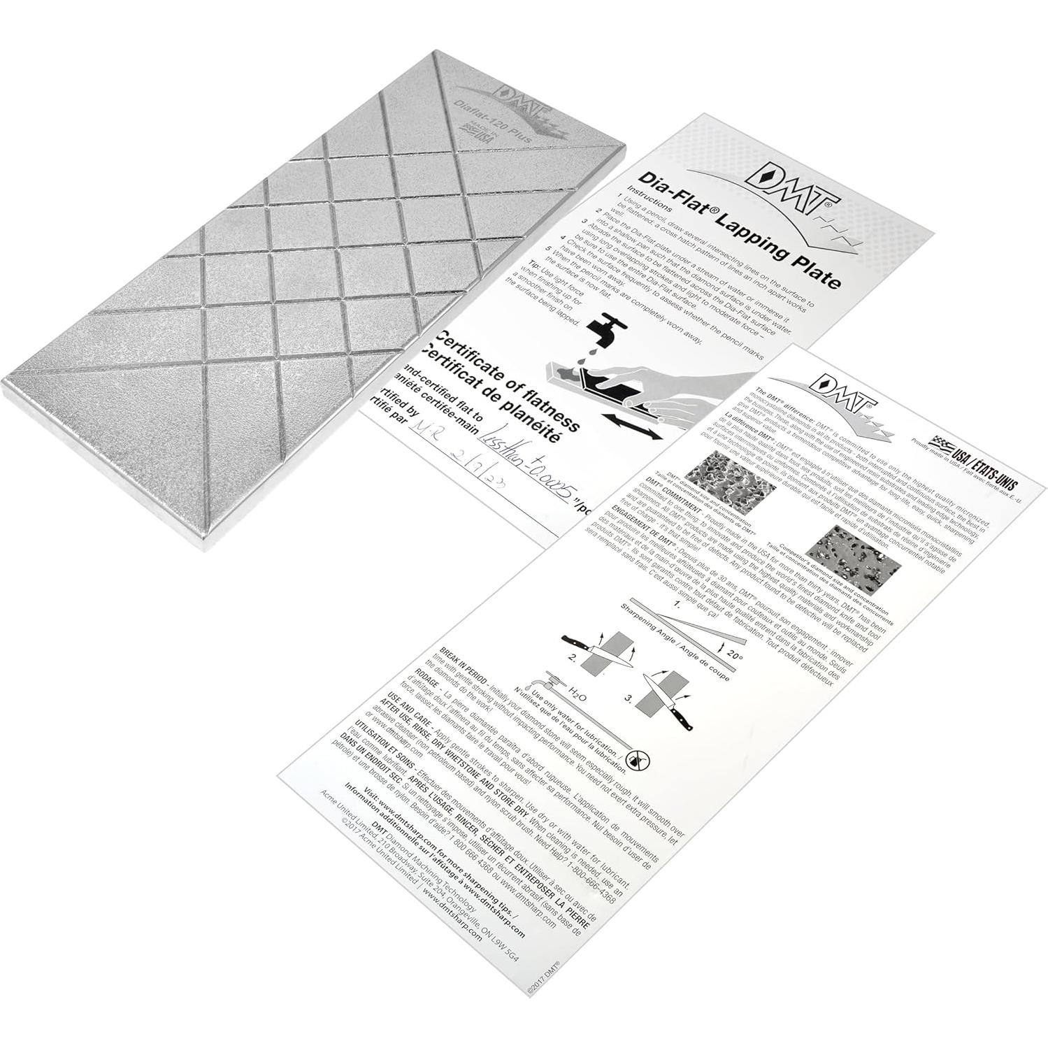 Placa de Lijado DMT Diaflat Plus 10" x 4" Grano 120 Micrones