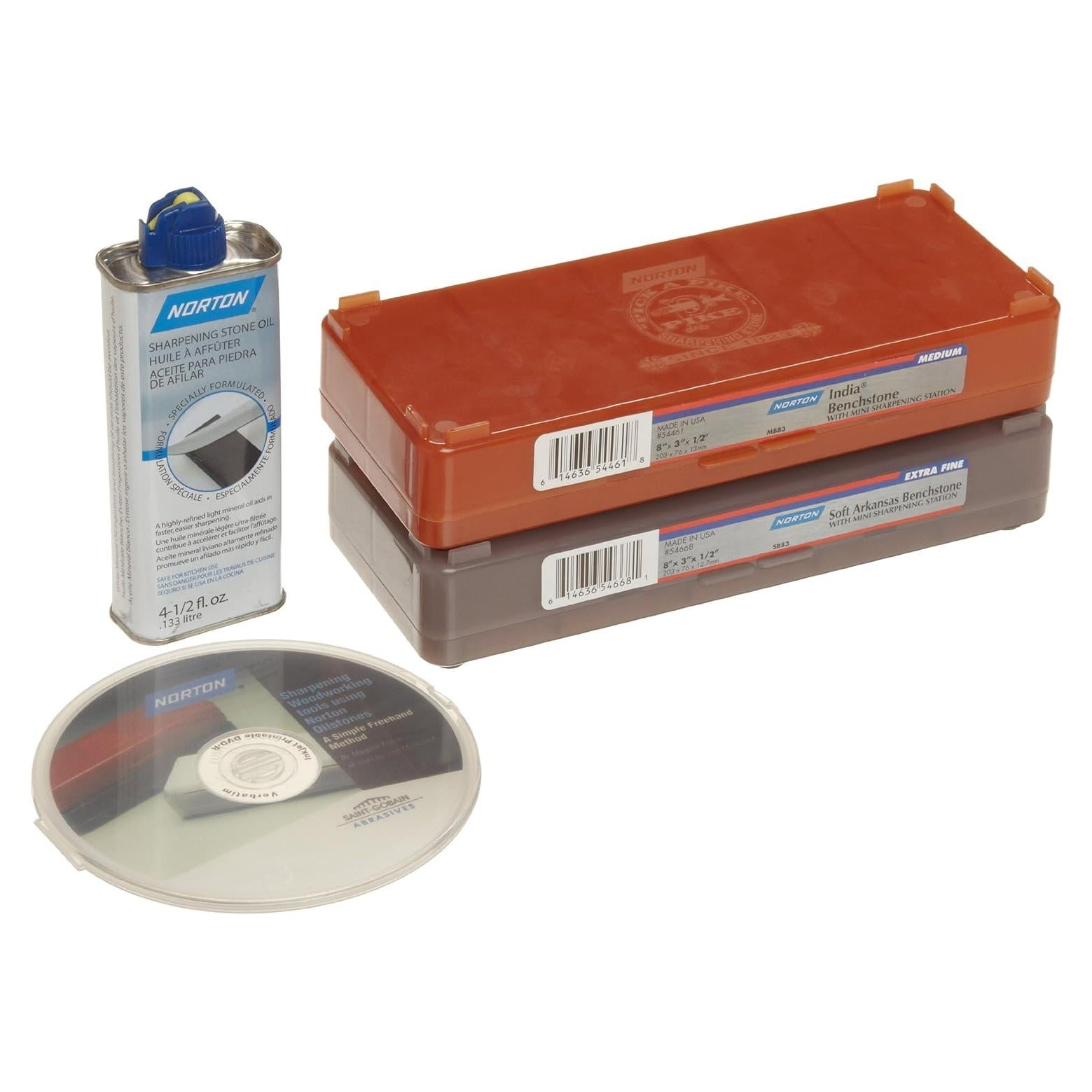 Kit de Afilado Norton 39868 - 2 Piedras de Aceite y Aceite