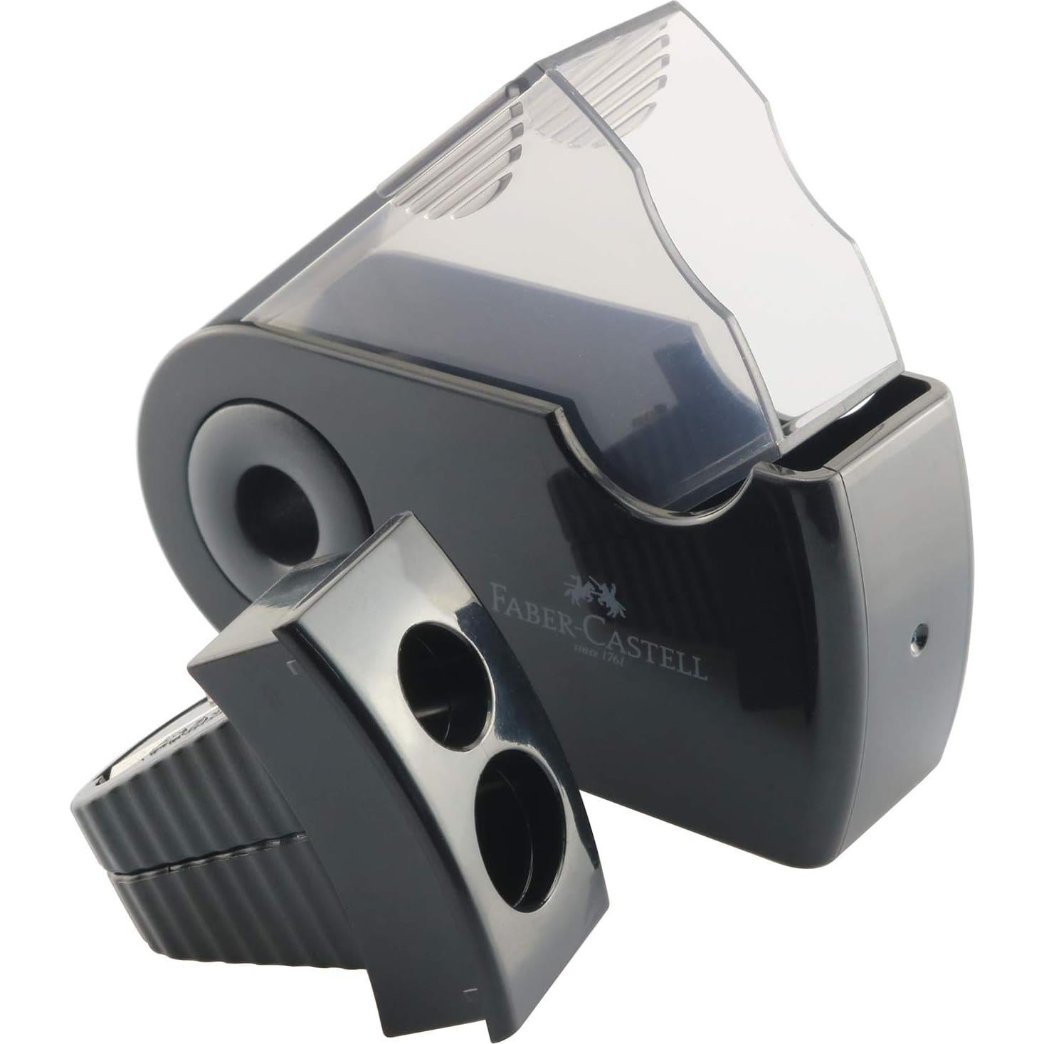 Sacapuntas Doble Agujero RuiLing Negro para Lápices y Cosméticos