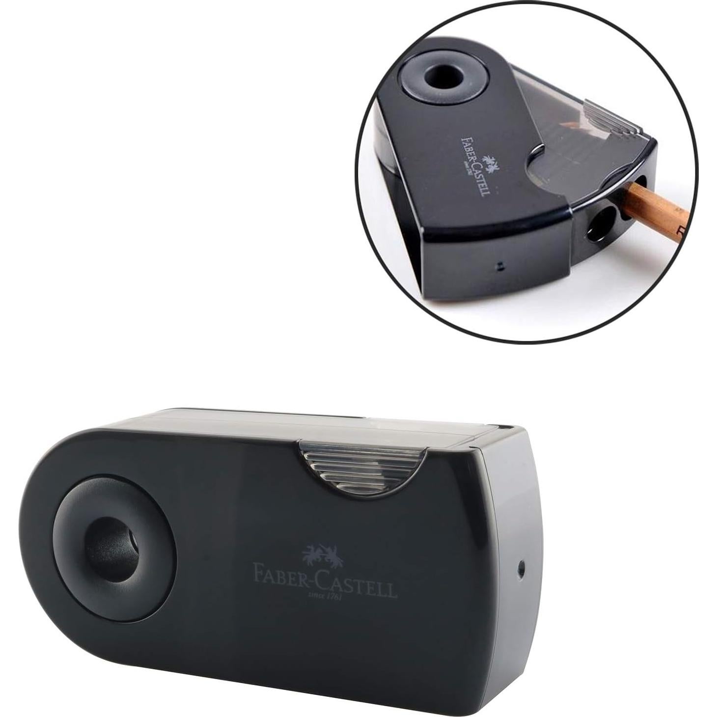 Sacapuntas Doble Agujero RuiLing Negro para Lápices y Cosméticos