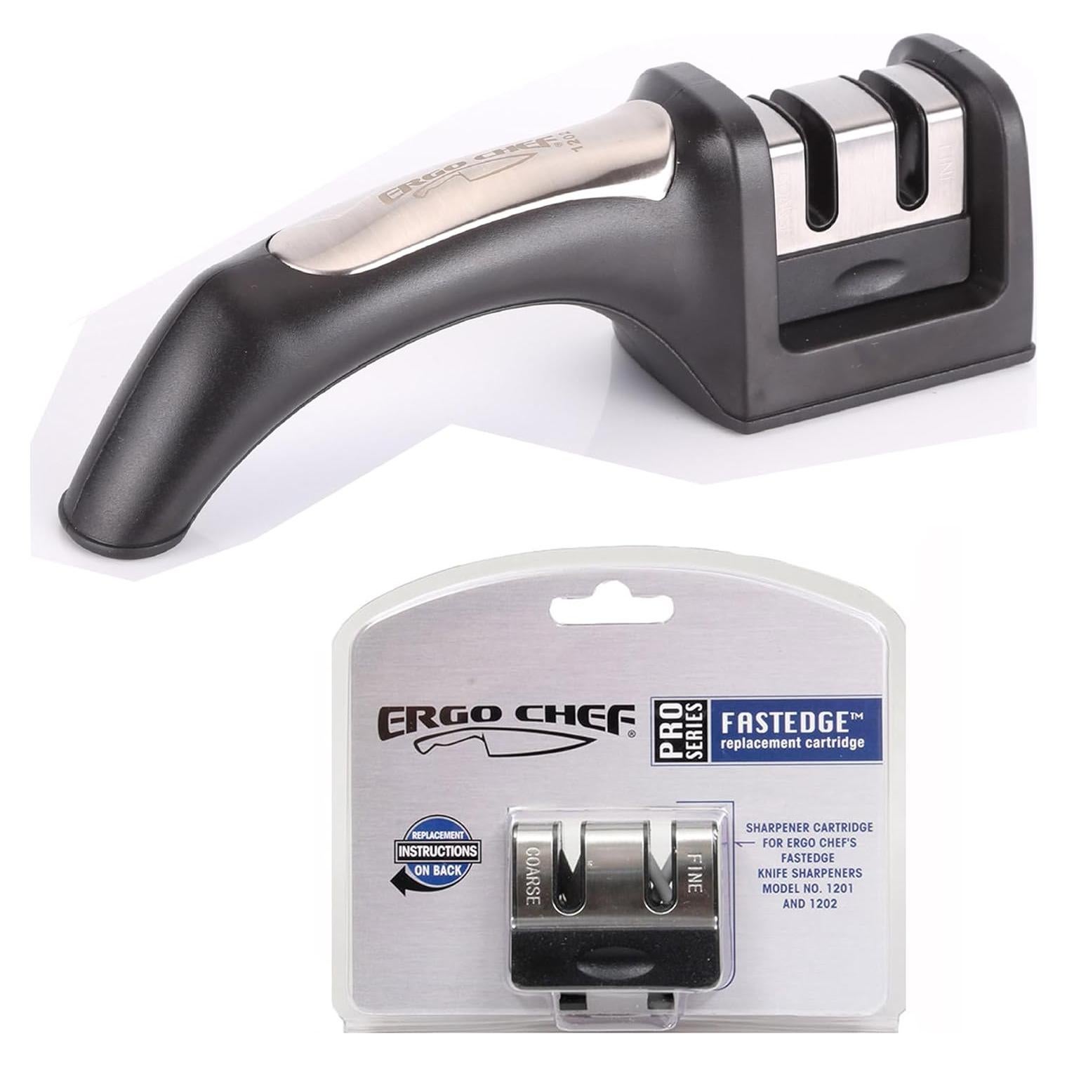 Afilador de cuchillos Ergo Chef Fastedge 2 etapas con cartucho extra