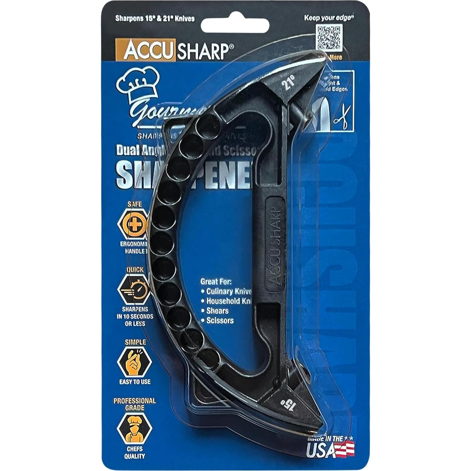 Afilador de Cuchillos y Tijeras AccuSharp Doble Ángulo 15° 21°