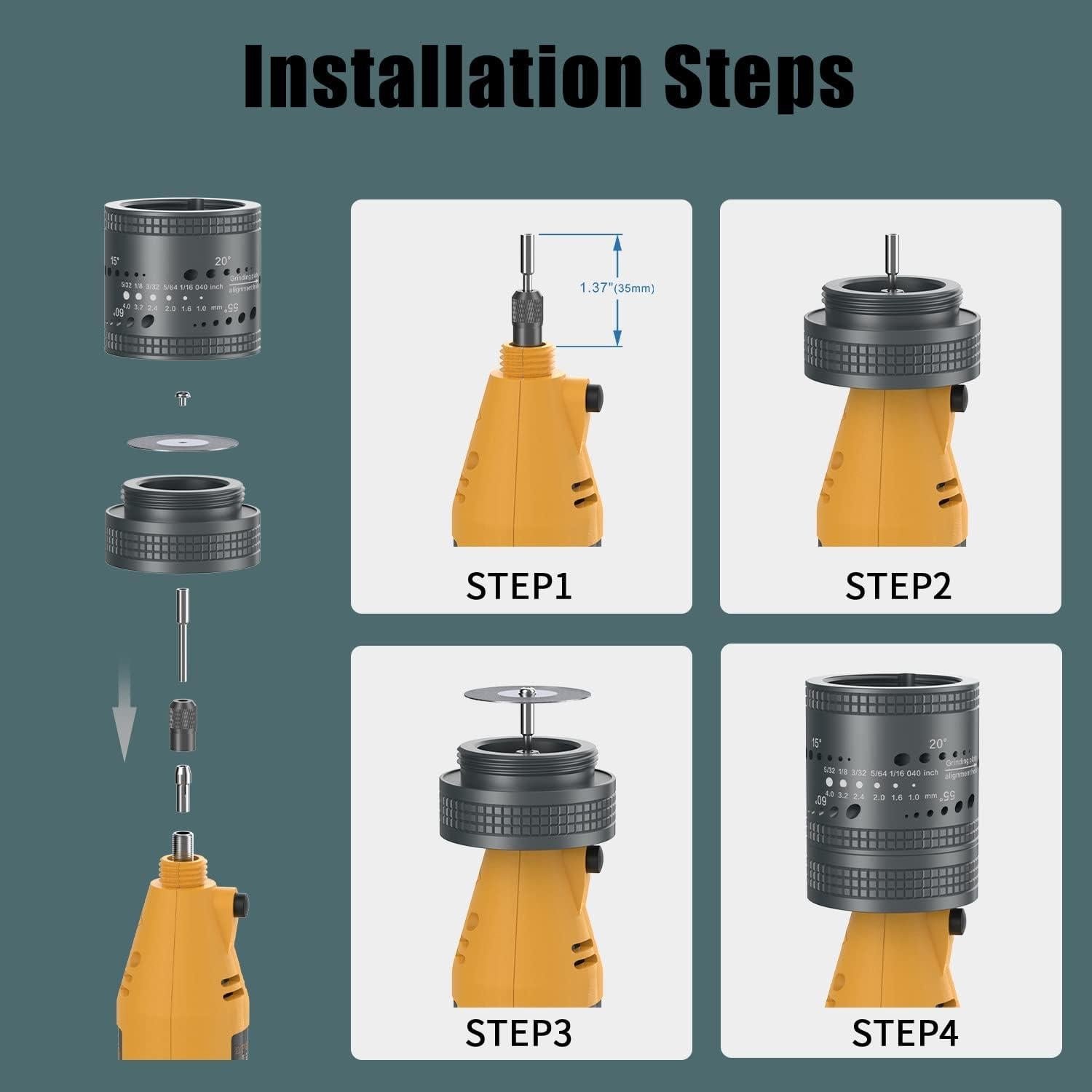 Cabezal Afilador de Electrodos de Tungsteno SONNLER 6 Tamaños 8 Ángulos