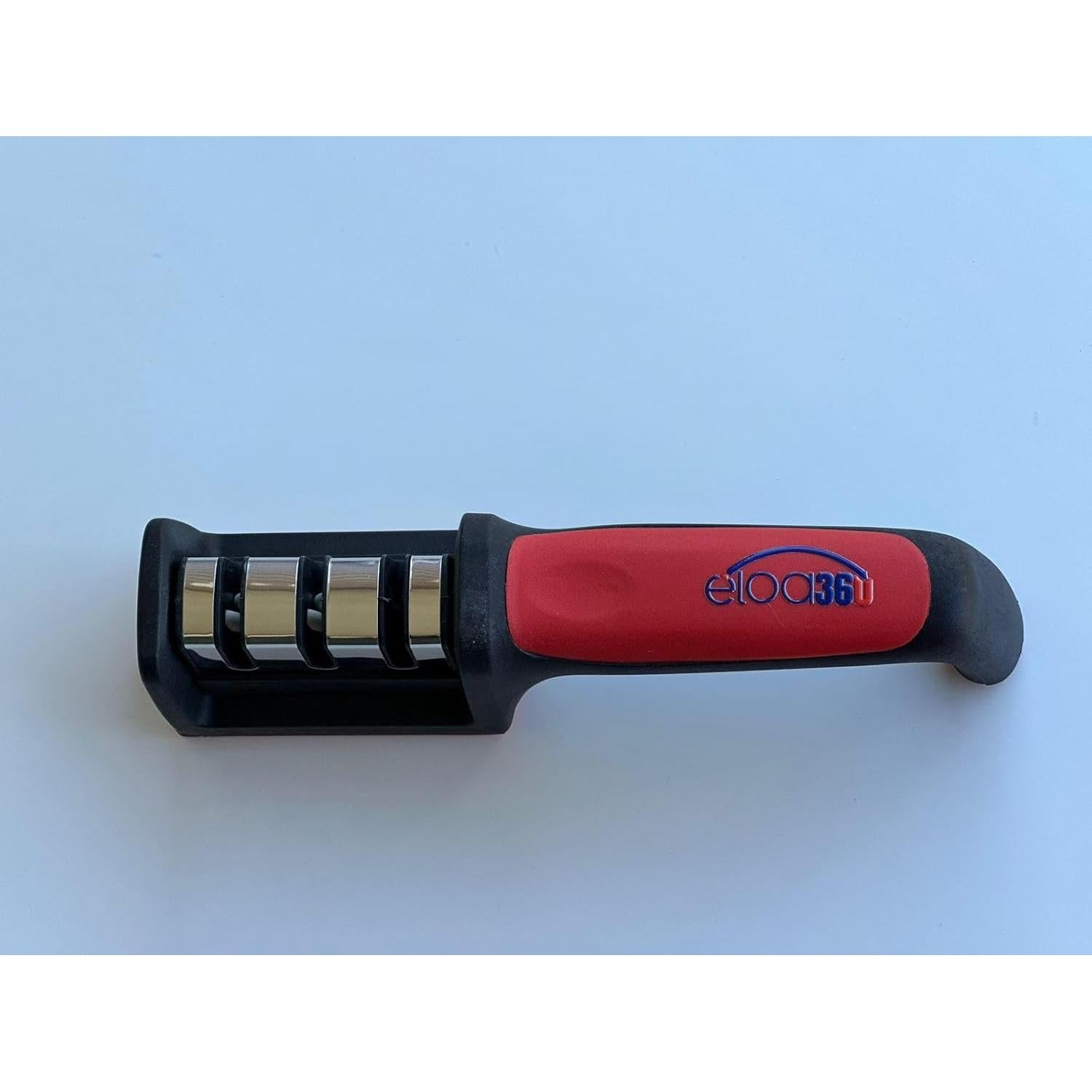 Afilador de Cuchillos Eloa360 - Manual 3 Etapas, Negro/Rojo
