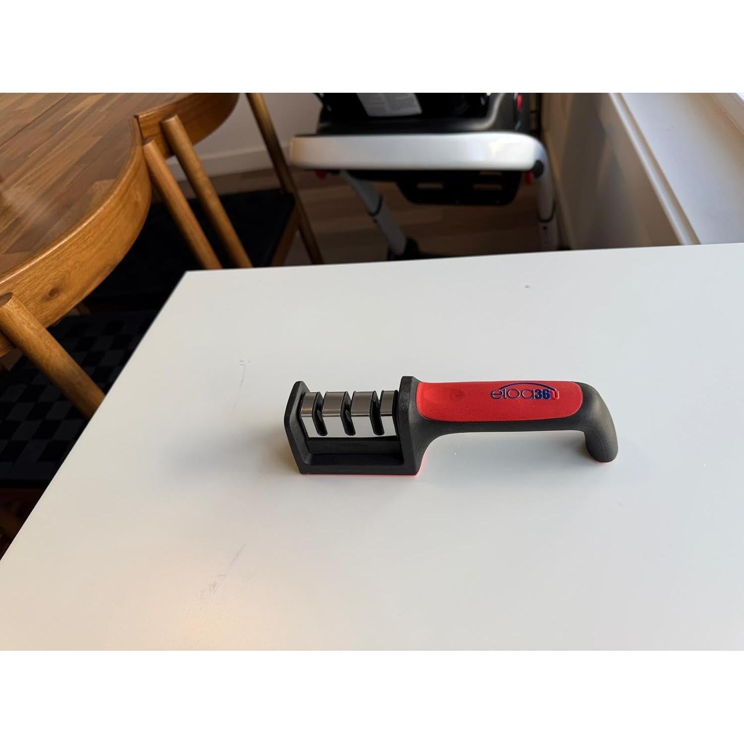 Afilador de Cuchillos Eloa360 - Manual 3 Etapas, Negro/Rojo