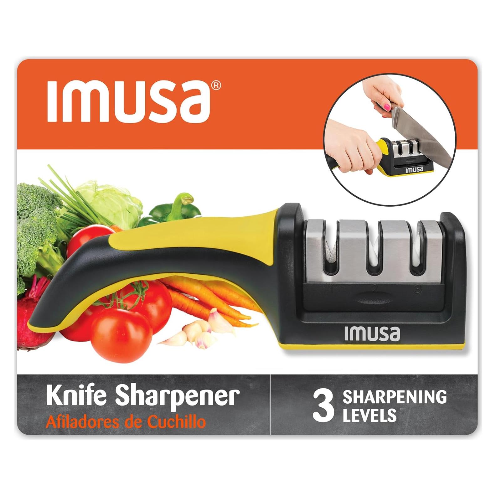 Afilador de cuchillos IMUSA 3 etapas acero inoxidable amarillo
