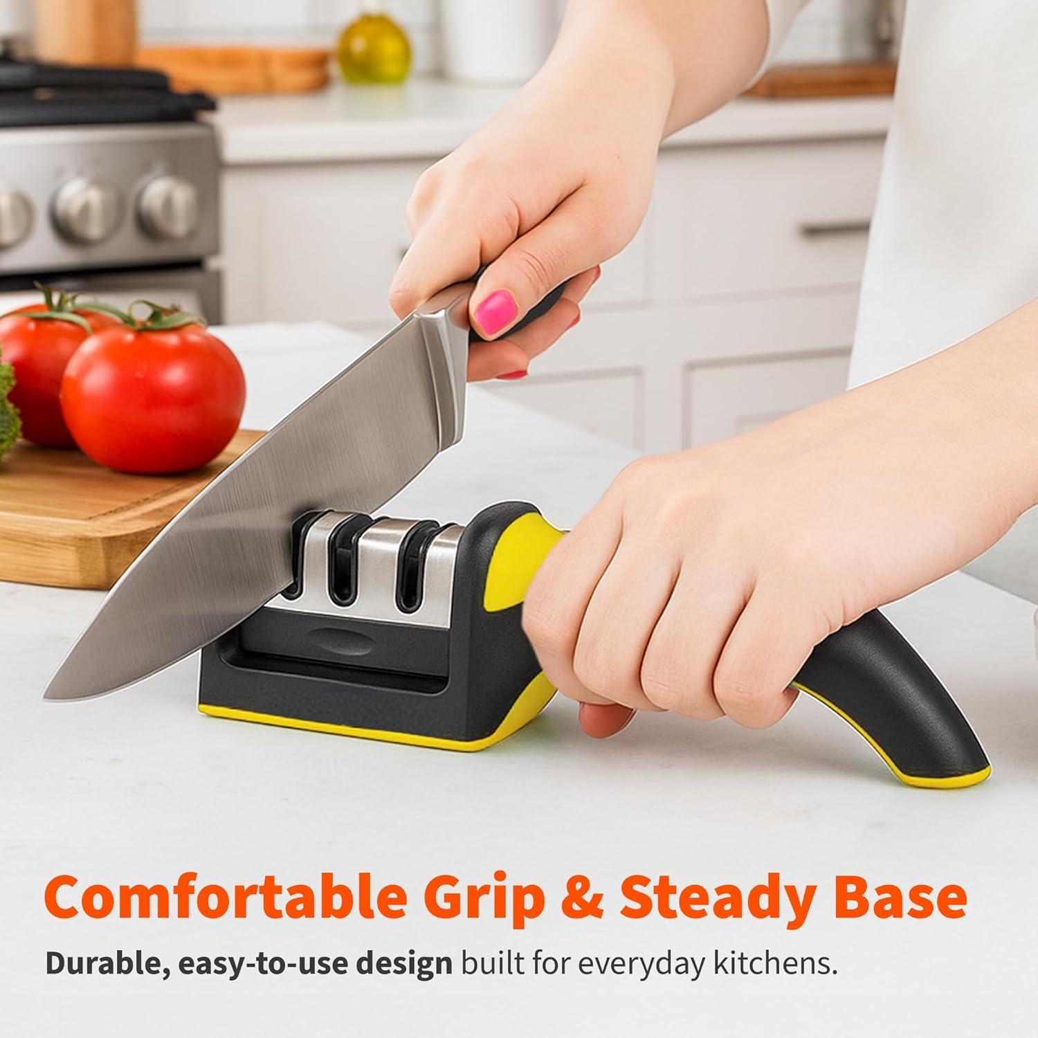 Afilador de cuchillos IMUSA 3 etapas acero inoxidable amarillo