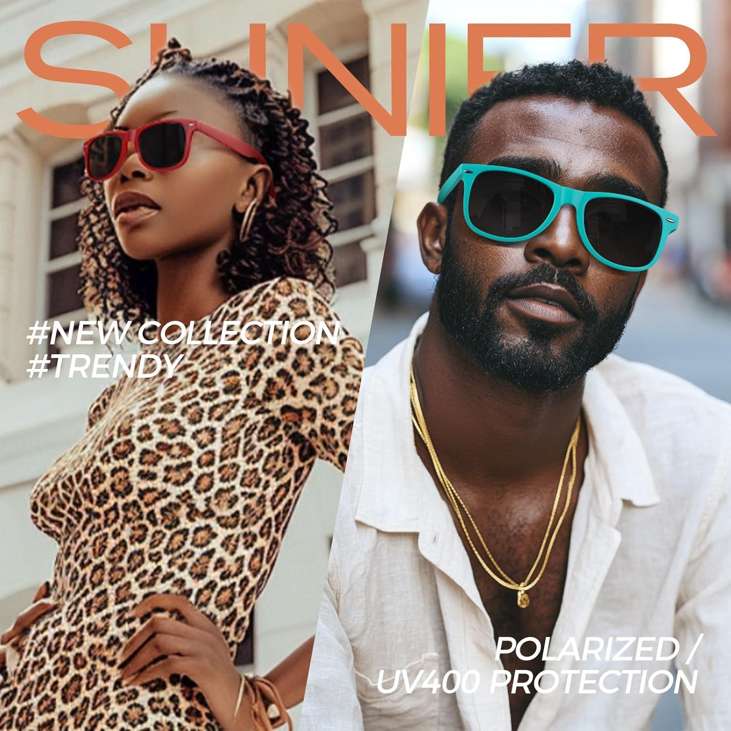 Gafas de sol polarizadas Sunier UV400 retro para hombre y mujer