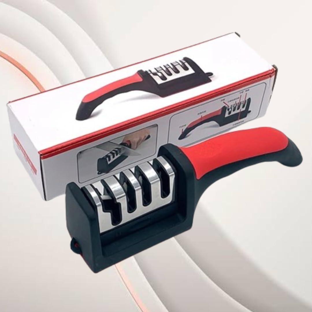 Afilador de cuchillos ECOMEST 4 etapas rojo y negro