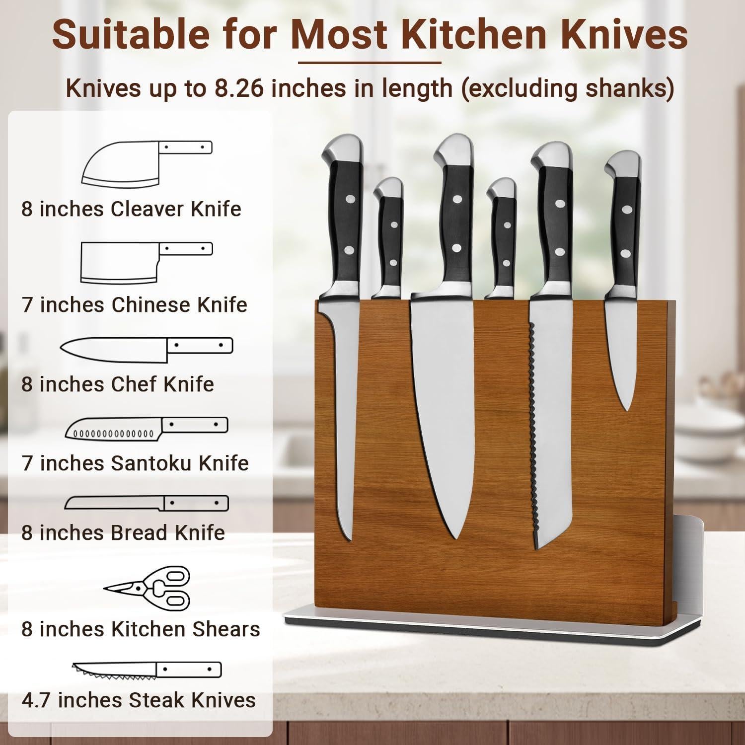 Bloque Magnético de Cuchillos Kirumie 2 en 1 Madera Acacia