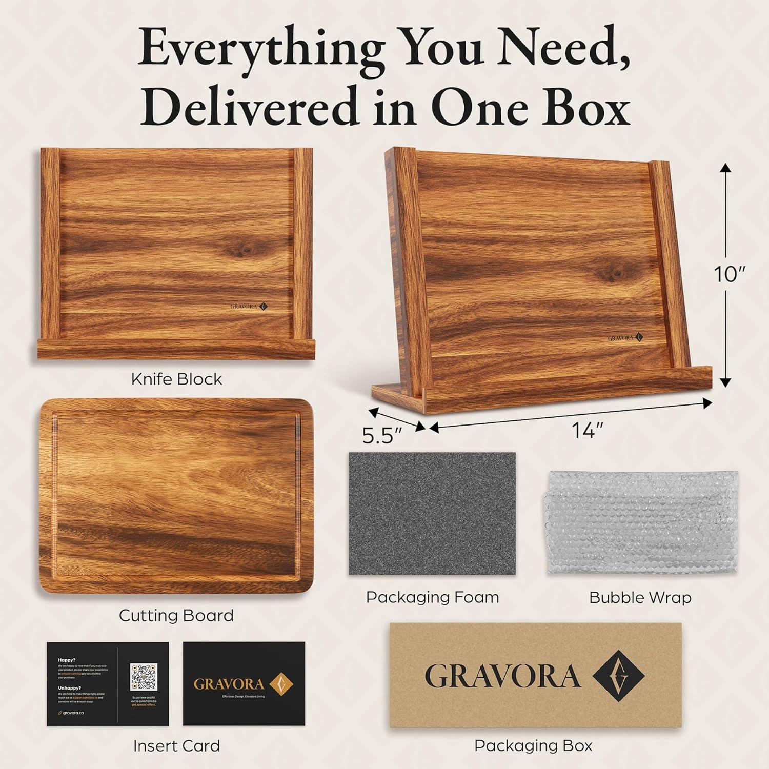 Soporte Magnético de Cuchillos Gravora con Tabla de Cortar 35.56x25.4cm