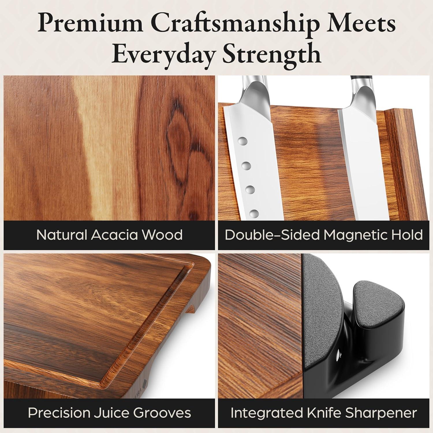 Soporte Magnético de Cuchillos Gravora con Tabla de Cortar 35.56x25.4cm