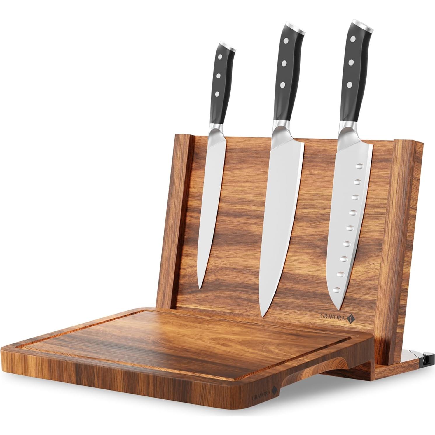 Soporte Magnético de Cuchillos Gravora con Tabla de Cortar 35.56x25.4cm