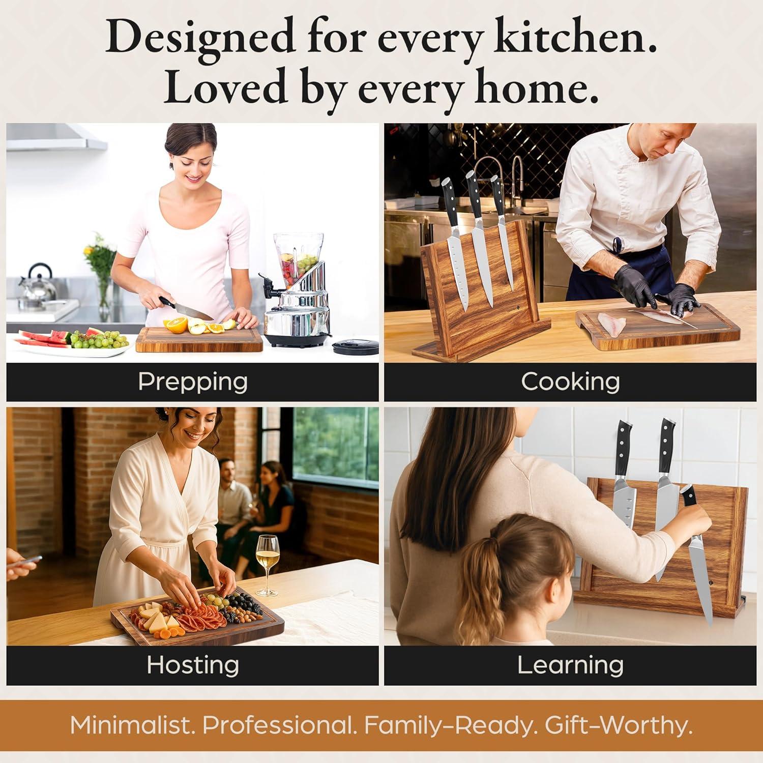 Soporte Magnético de Cuchillos Gravora con Tabla de Cortar 35.56x25.4cm