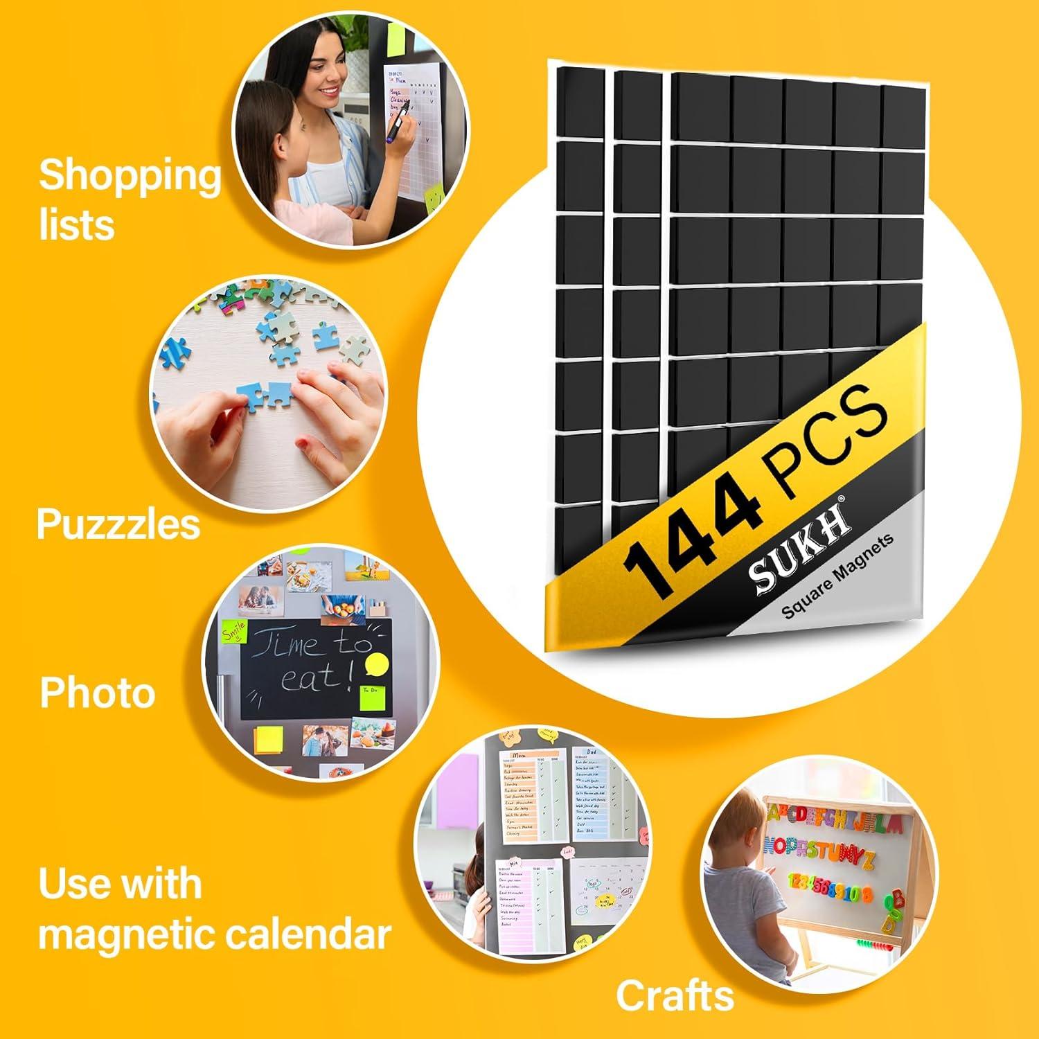 144 Piezas Imán Cuadrado Autoadhesivo Sukh 10.16x10.16cm
