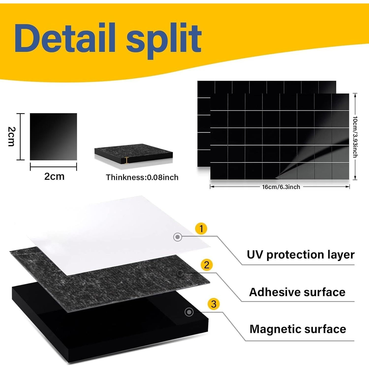 144 Piezas Imán Cuadrado Autoadhesivo Sukh 10.16x10.16cm