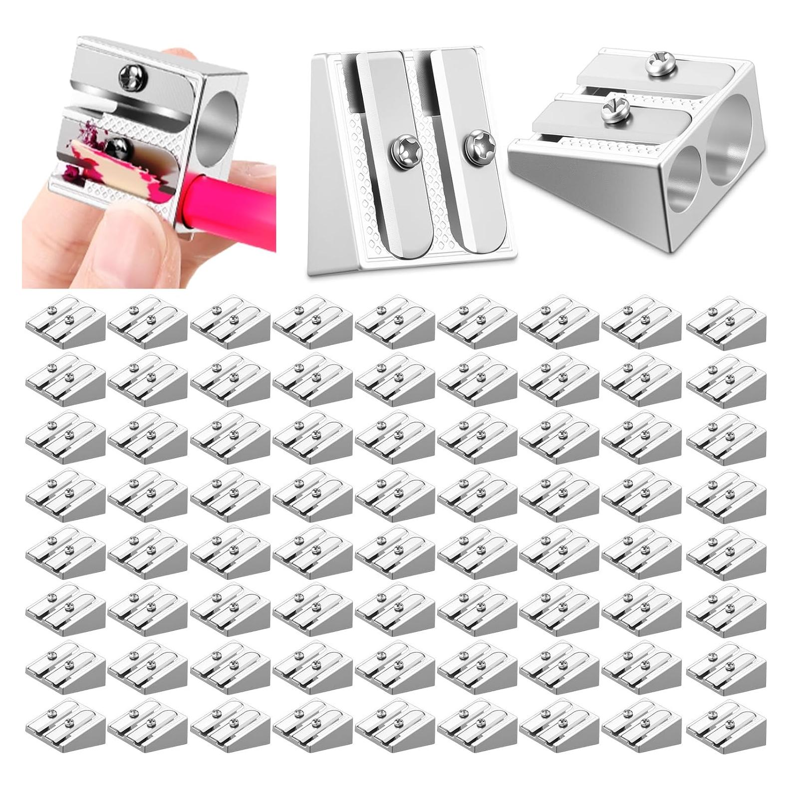 180 Sacapuntas Manuales de Metal Gersoniel Plata 2 Agujeros