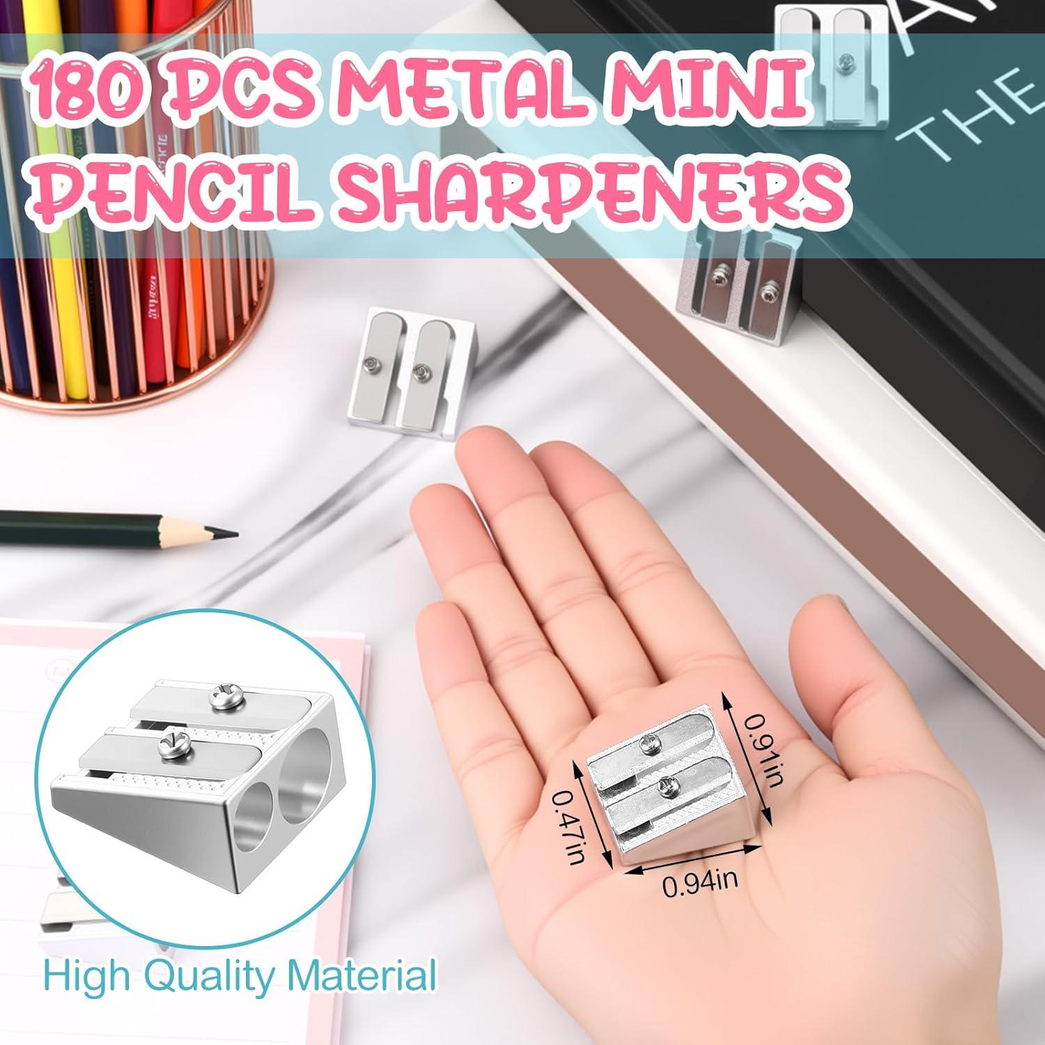 180 Sacapuntas Manuales de Metal Gersoniel Plata 2 Agujeros