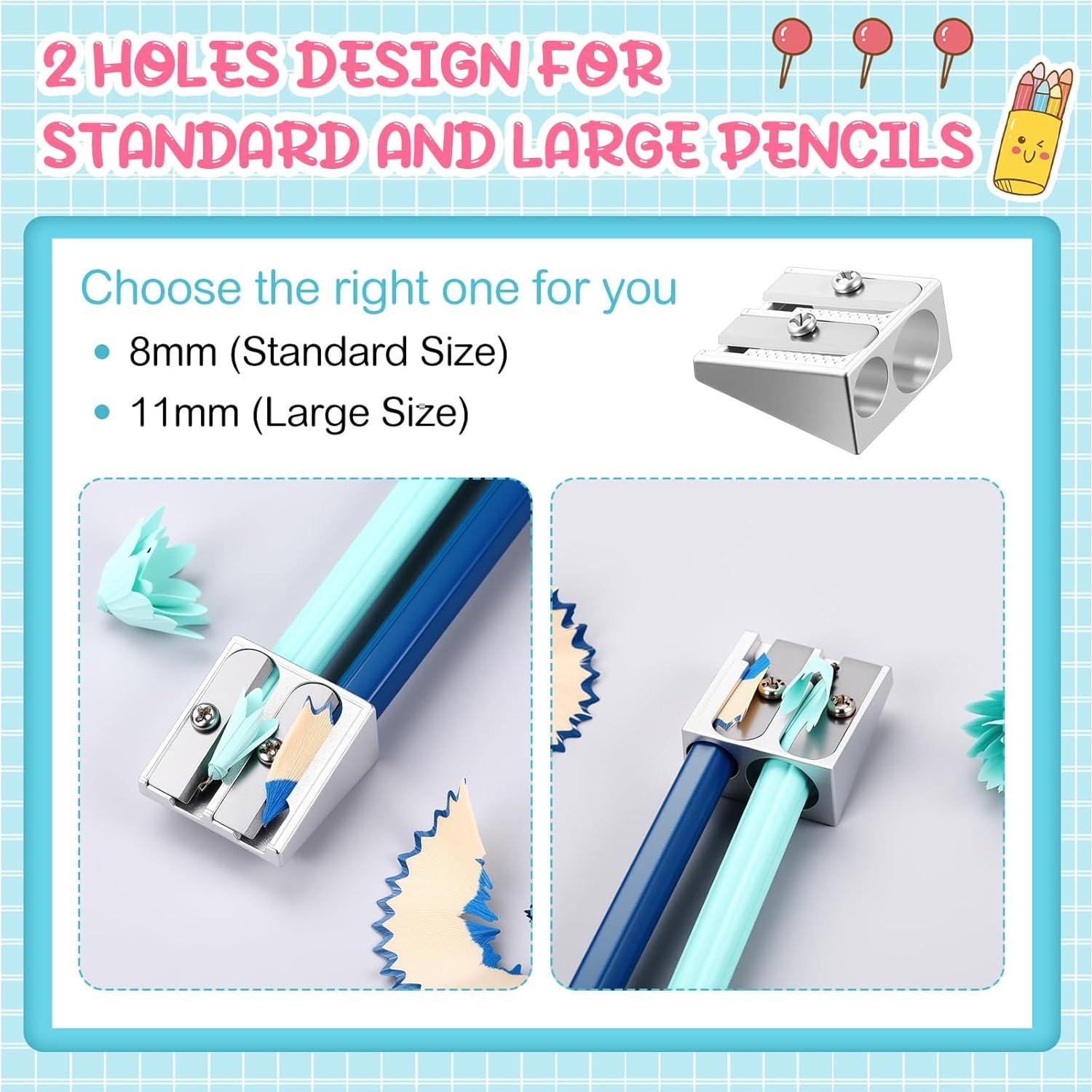 180 Sacapuntas Manuales de Metal Gersoniel Plata 2 Agujeros