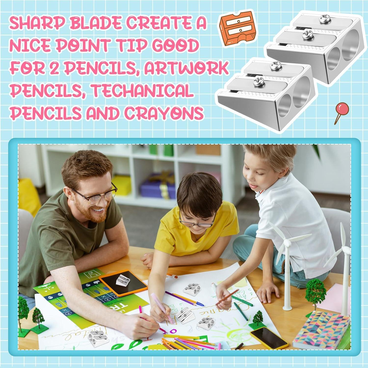 180 Sacapuntas Manuales de Metal Gersoniel Plata 2 Agujeros