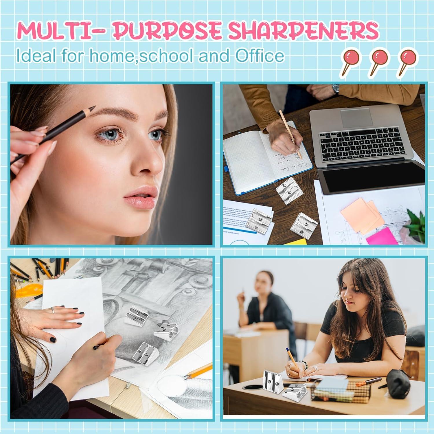 180 Sacapuntas Manuales de Metal Gersoniel Plata 2 Agujeros