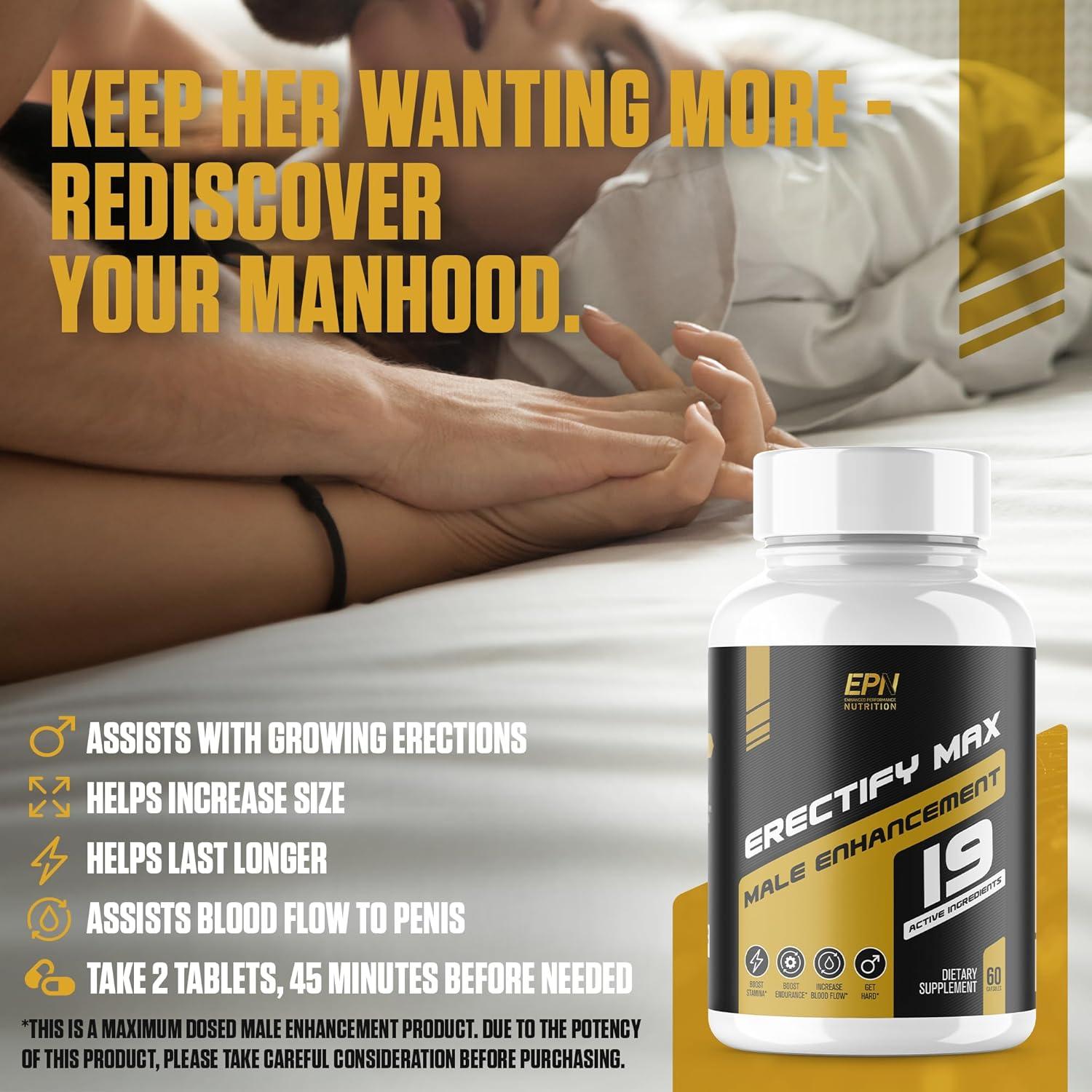 ERECTIFY MAX Suplemento Masculino 60 Tabletas - Mejora Erección y Libido