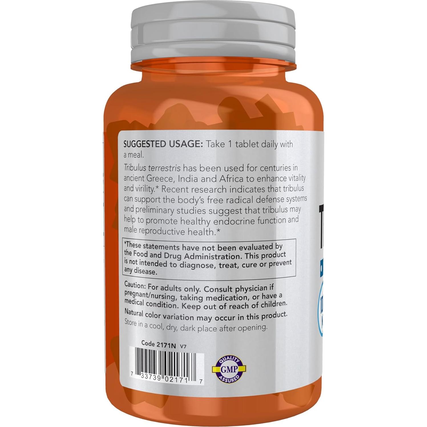 NOW Foods Tribulus Terrestris 1000 mg Doble Fuerza 90 Tabletas