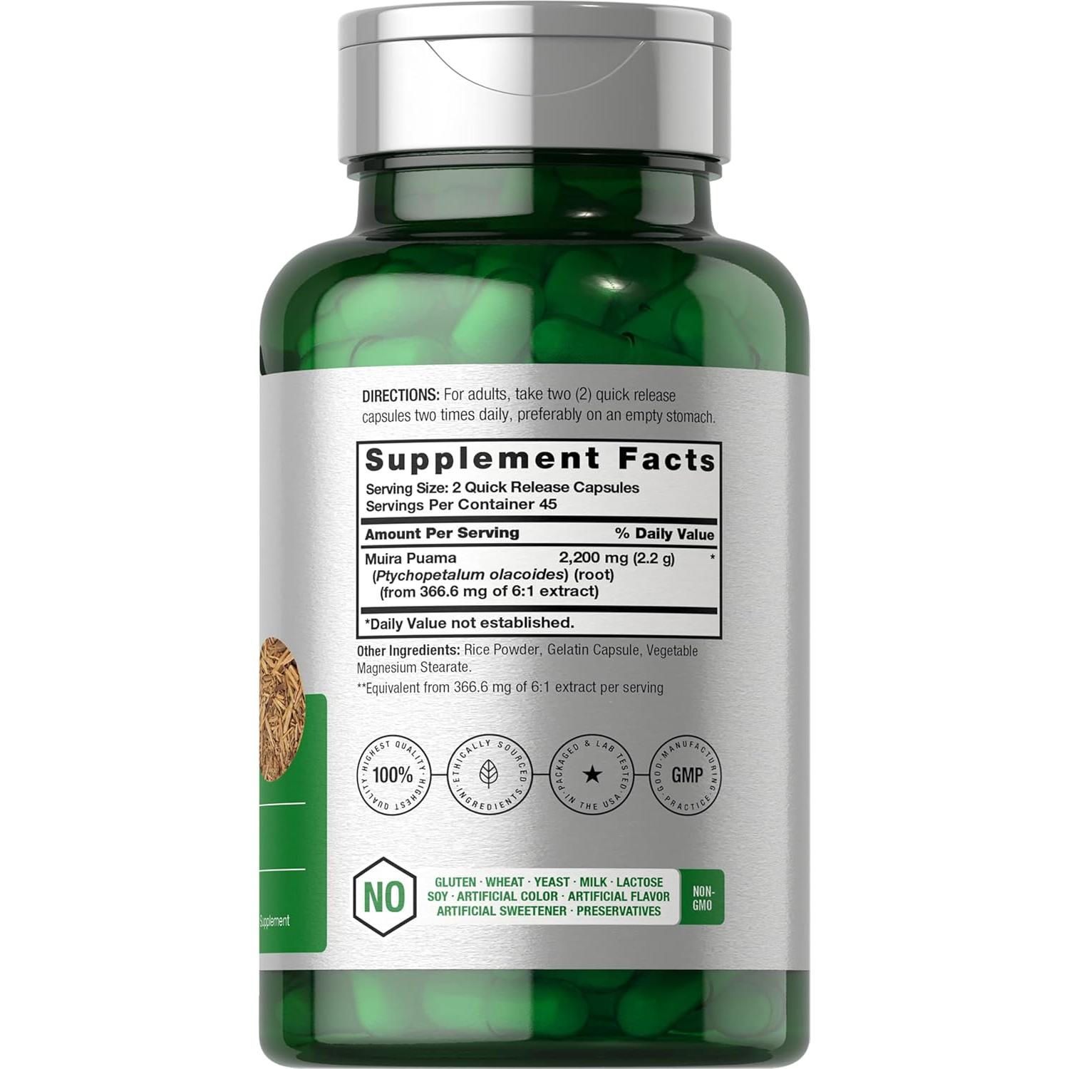 Extracto de raíz de Muira Puama Horbaach 2200 mg - 90 Cápsulas