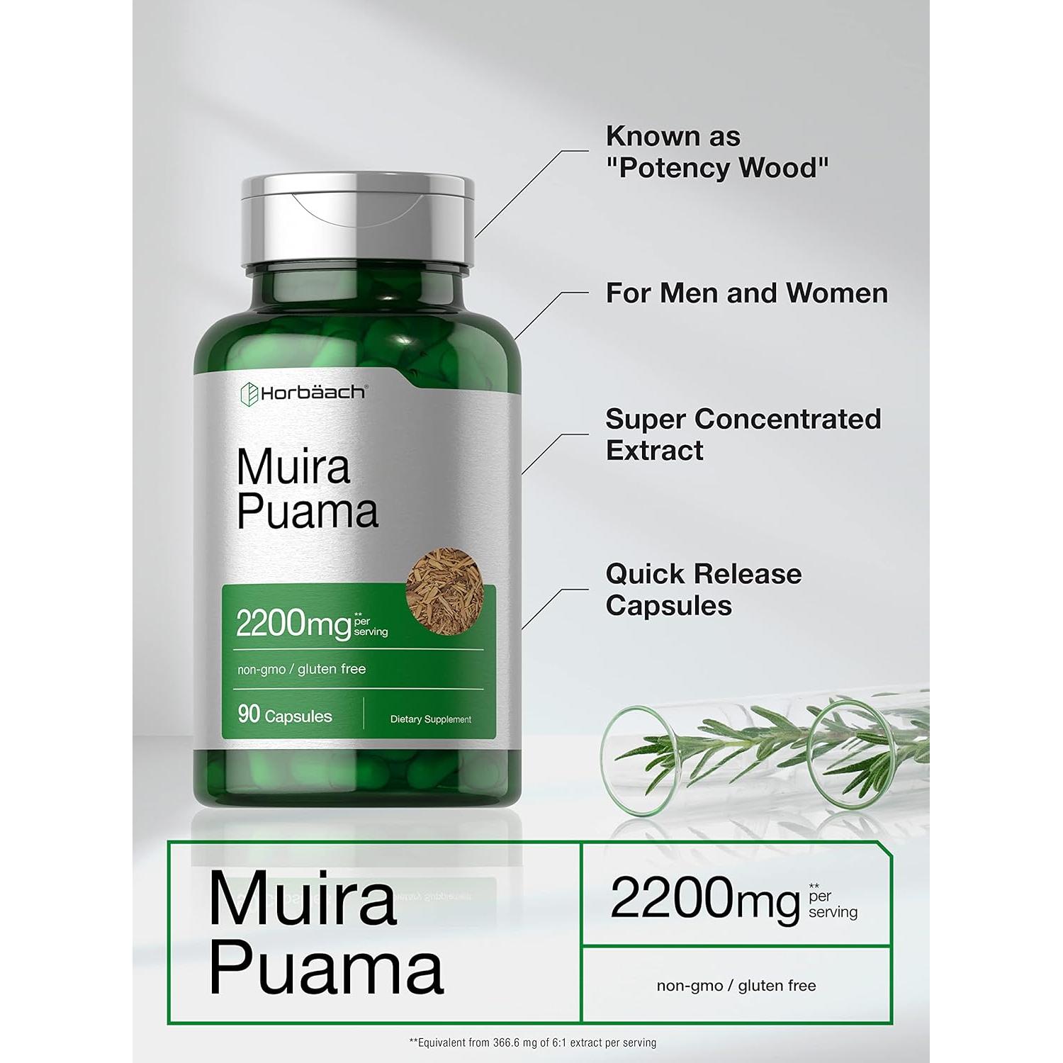 Extracto de raíz de Muira Puama Horbaach 2200 mg - 90 Cápsulas