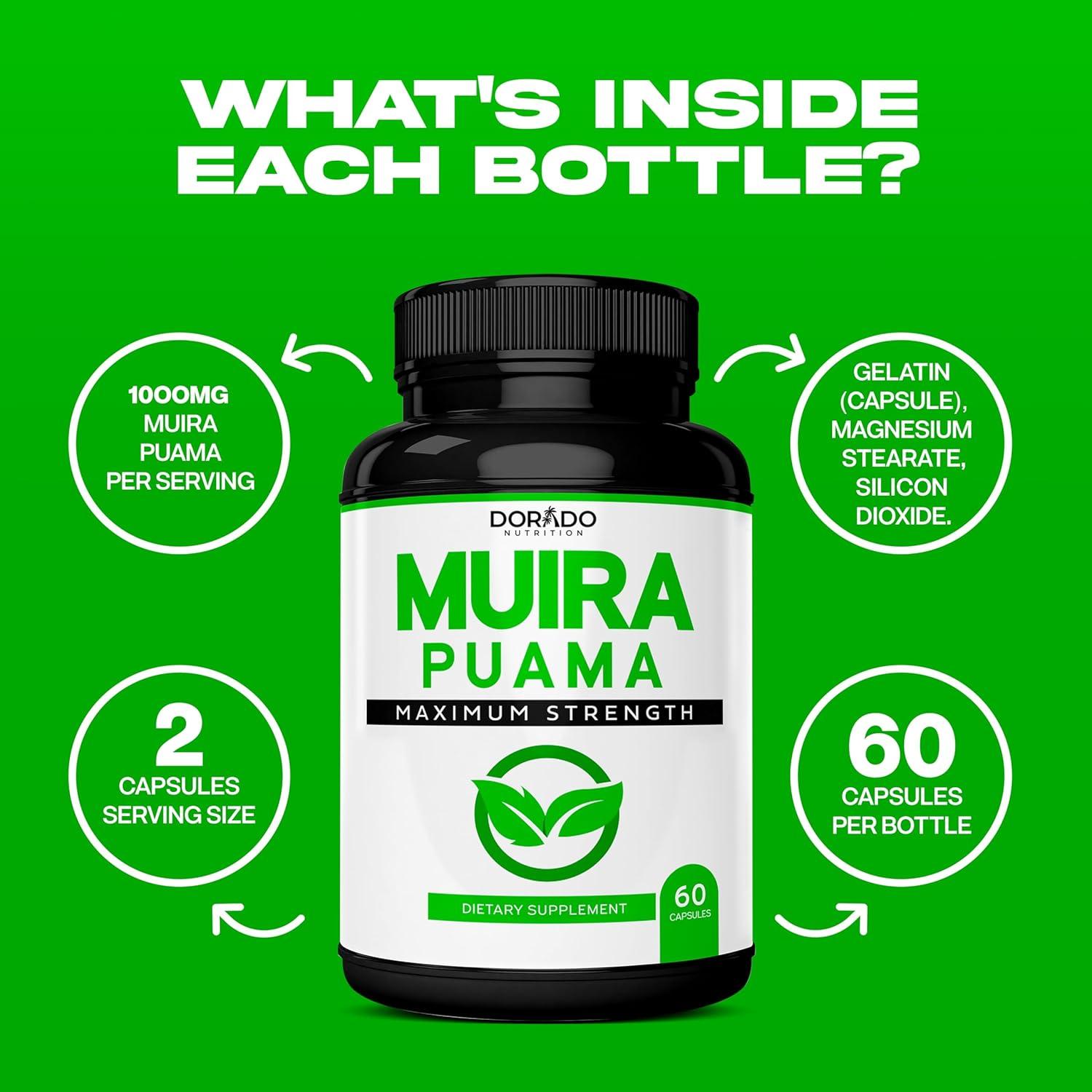 Extracto de Raíz de Muira Puama 1000mg Dorado Nutrition - 60 Cápsulas