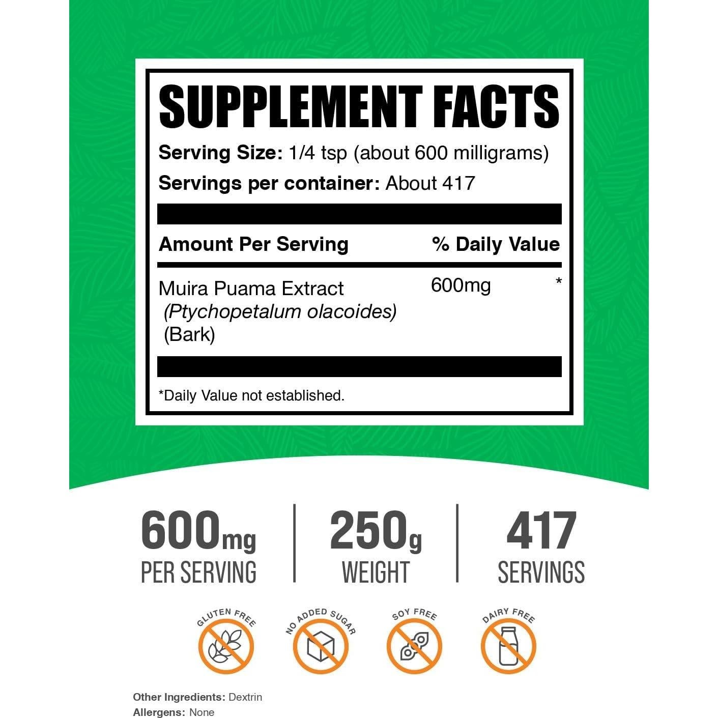 Extracto de Muira Puama en Polvo BulkSupplements 250g