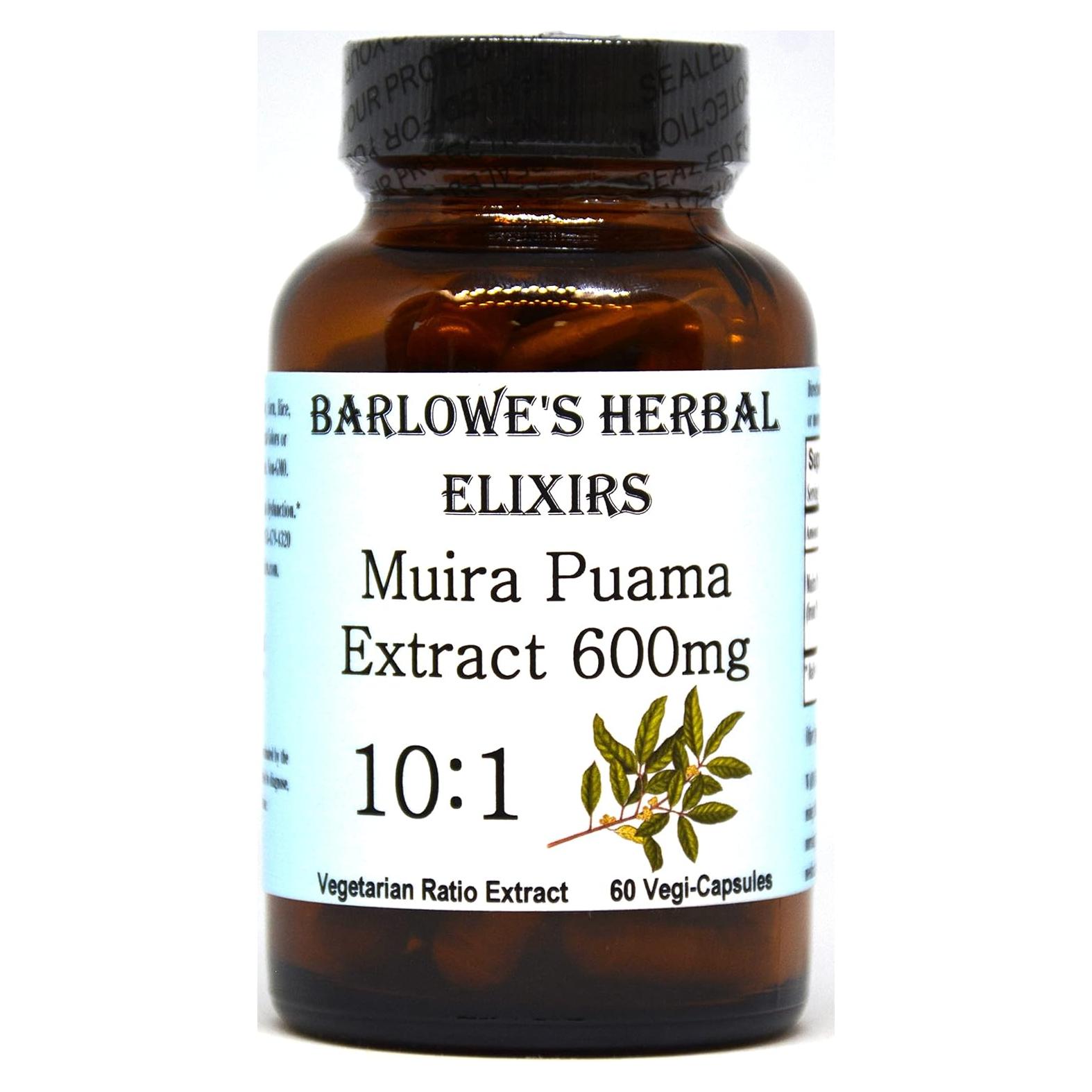 Extracto de Muira Puama 10:1 Barlowe's Herbal Elixirs 600mg 60cápsulas